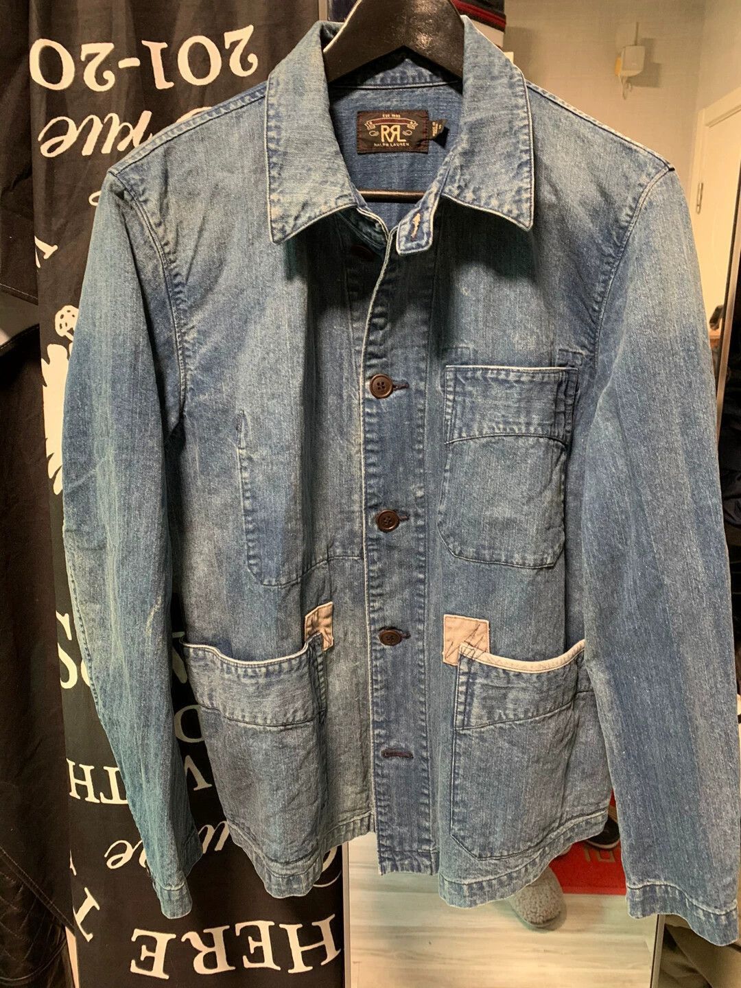 RRL Ralph Lauren Blue Denim Jacket with Button Closure and Patch Pockets Size US S / EU 44-46 / 1 - 1 Thumbnail