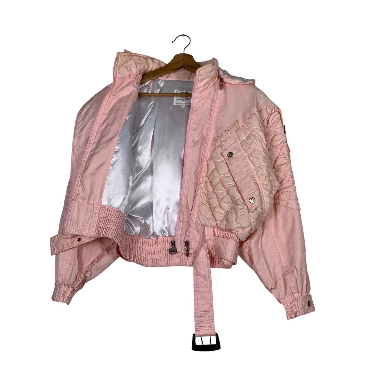 Courreges COURREGES Fur Hoodie Pink Belted Crop Jacket #1230-C56 Size S / US 4 / IT 40 - 10 Thumbnail