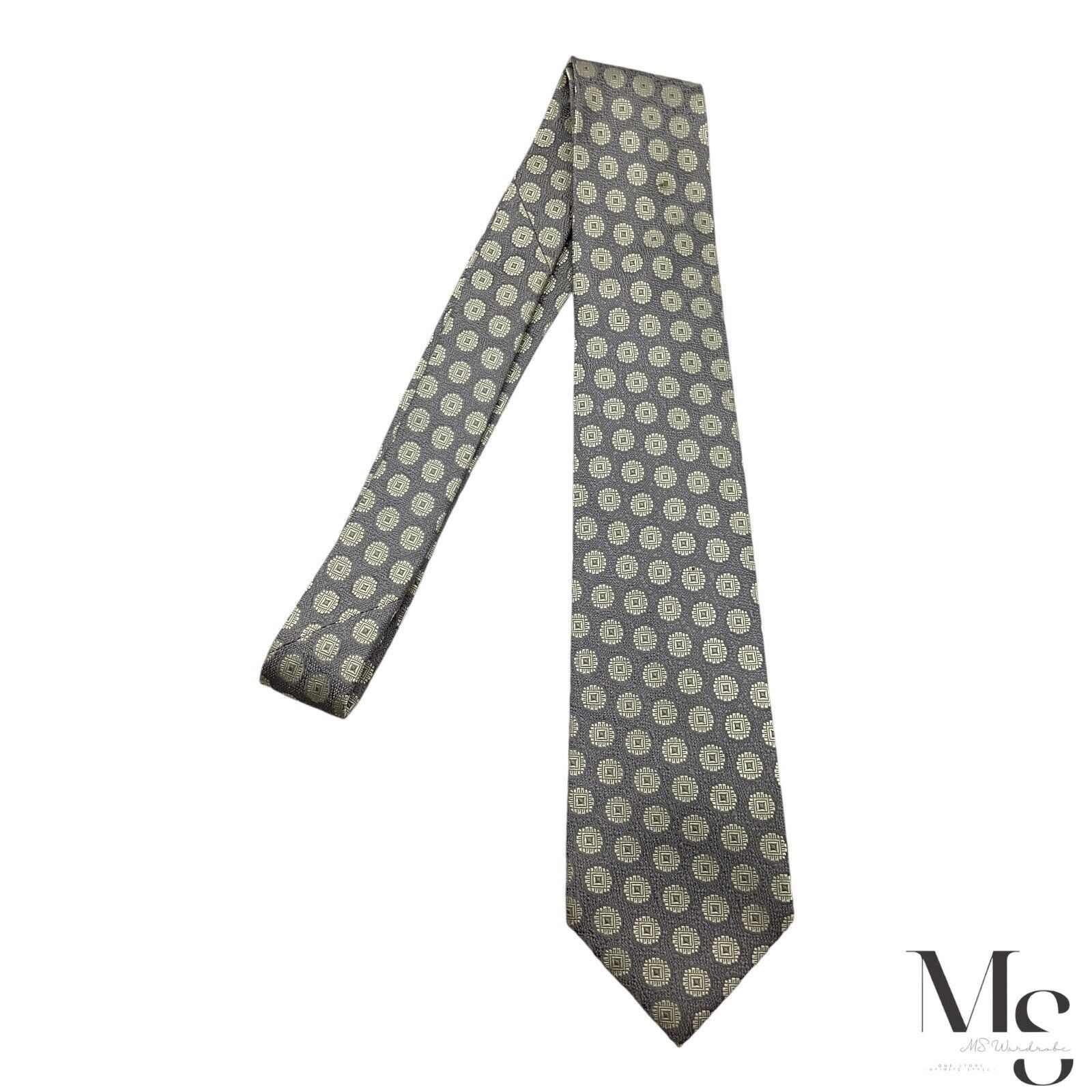 Charvet CHARVET PLACE VENDÔME Gray Geometric Silk Tie Made In France Size ONE SIZE - 6 Thumbnail
