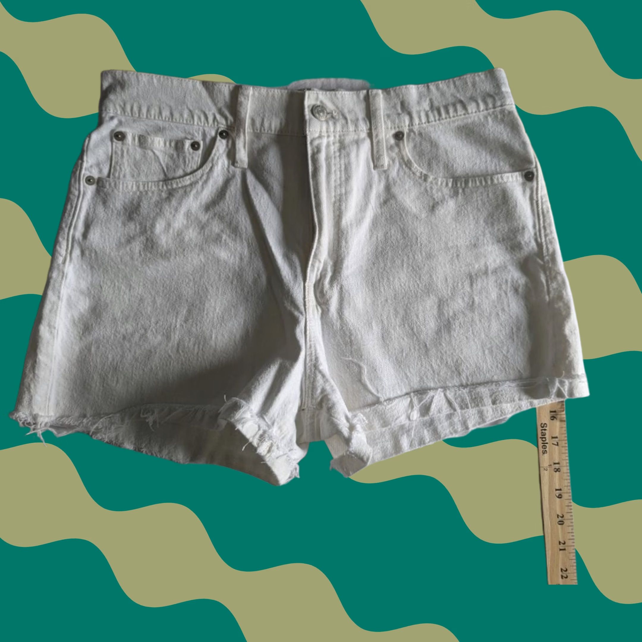 Madewell Madewell High-Rise Denim Shorts - White - 31 - Raw Hem Size 24" / US 00 / IT 34 - 1 Thumbnail