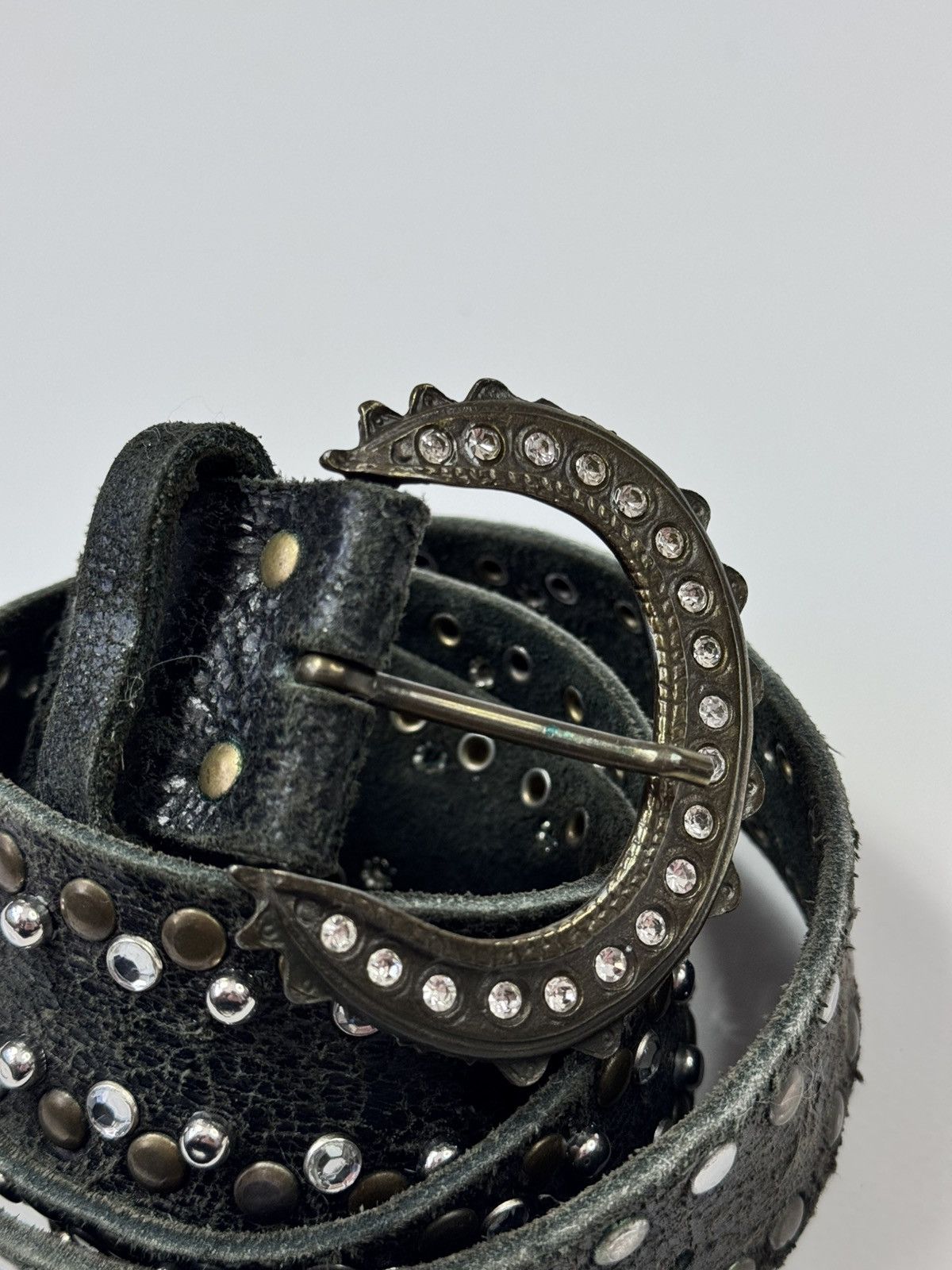 Other Y2K Rhinestone Embellished Leather Belt Size ONE SIZE - 2 Thumbnail