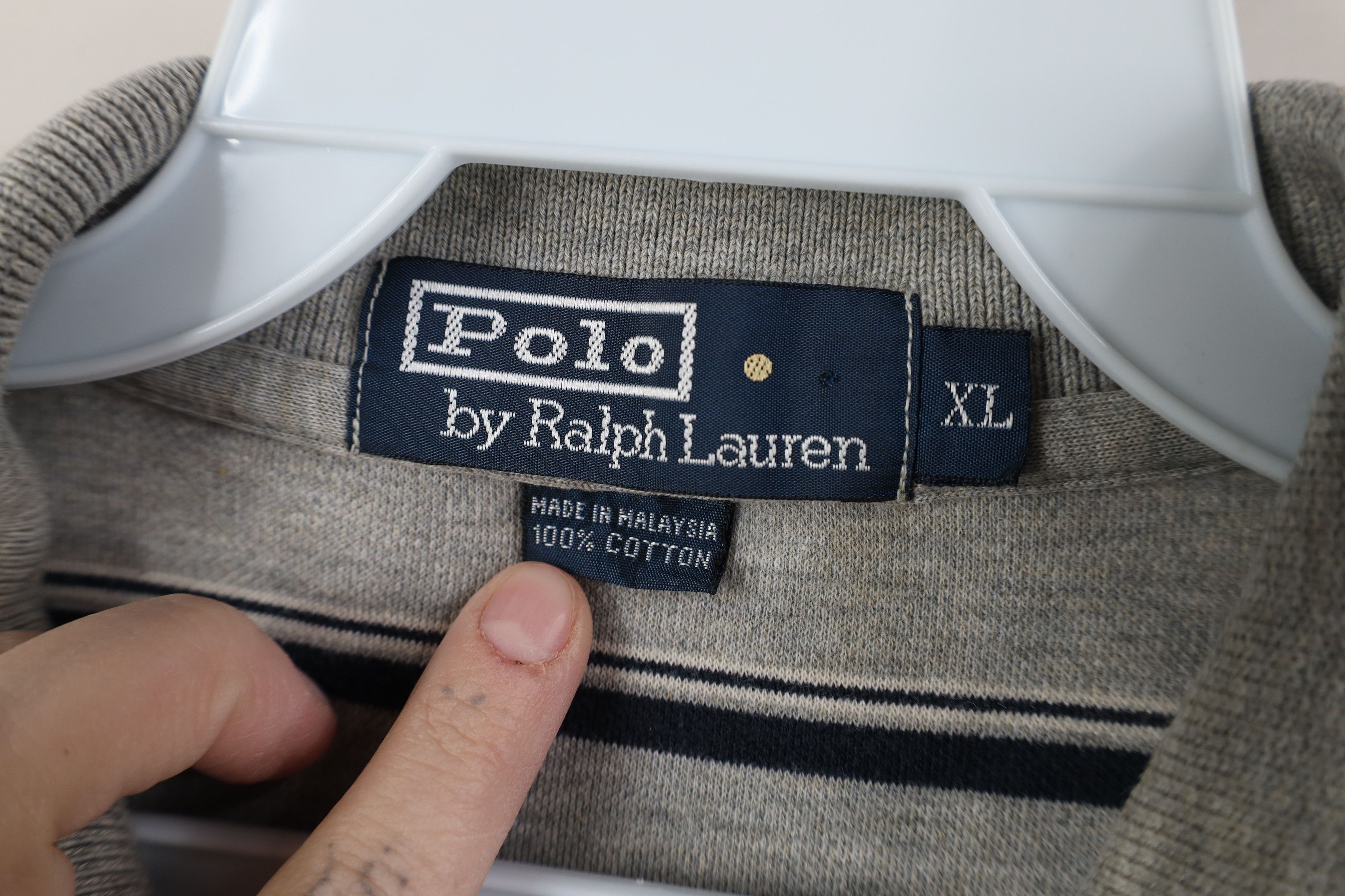 Ralph Lauren Vintage 90s Ralph Lauren Block Cotton Knit Golf Polo Gray Size US XL / EU 56 / 4 - 8 Thumbnail