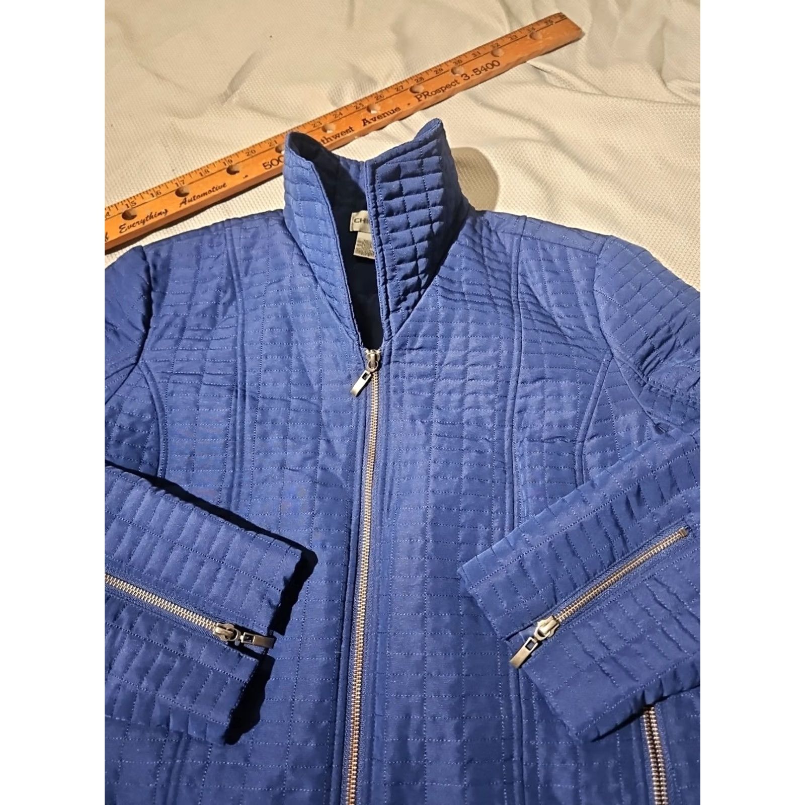 Vintage Chicos Jacket Womens Sz 2 Blue Quilted Full Zip Pocket Casual Outdoor Size XS / US 0-2 / IT 36-38 - 7 Thumbnail