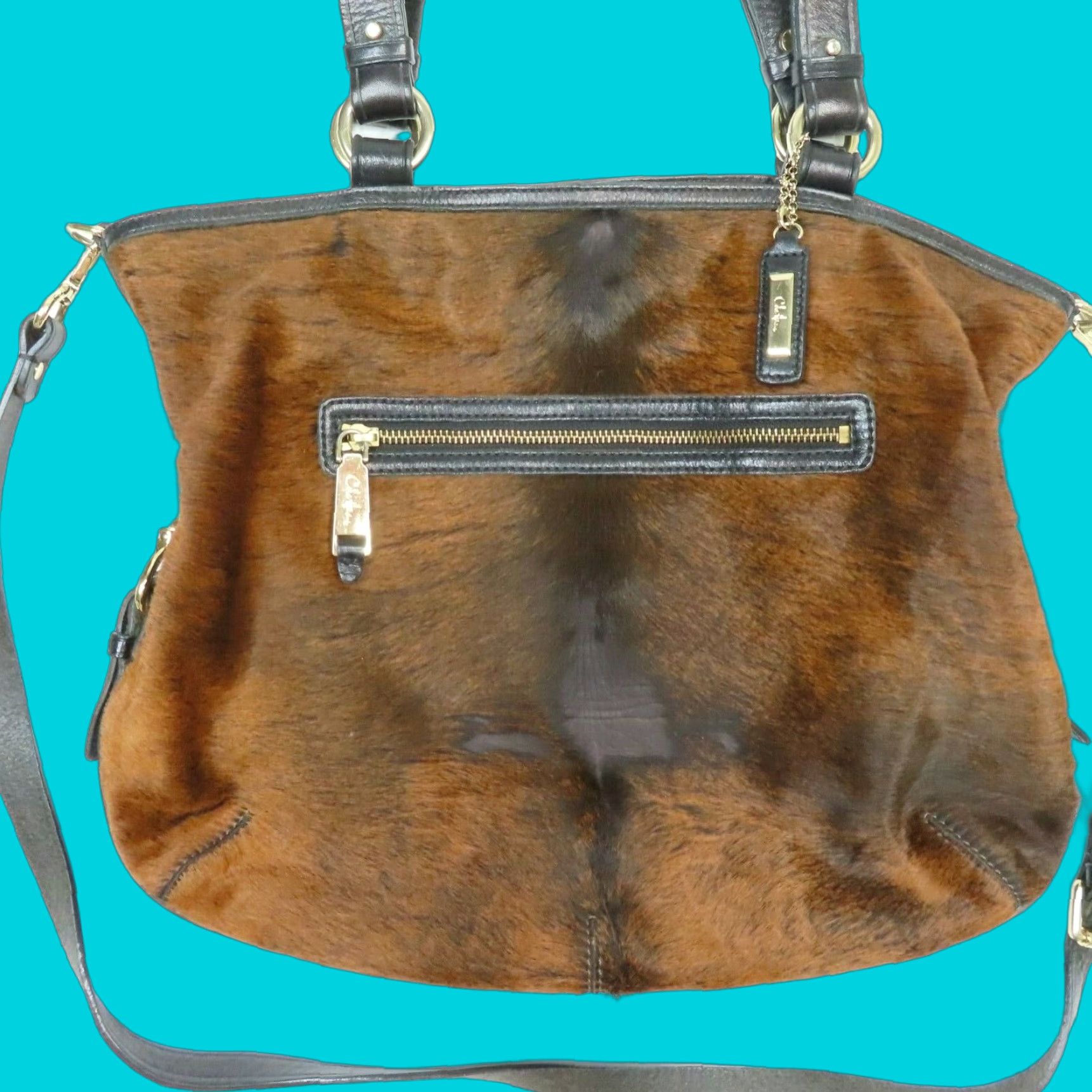 Cole Haan VINTAGE Cole Haan Tantivy Chestnut Brown Haircalf Cowhide Shoulder Bag Purse Handbag Size ONE SIZE - 1 Thumbnail