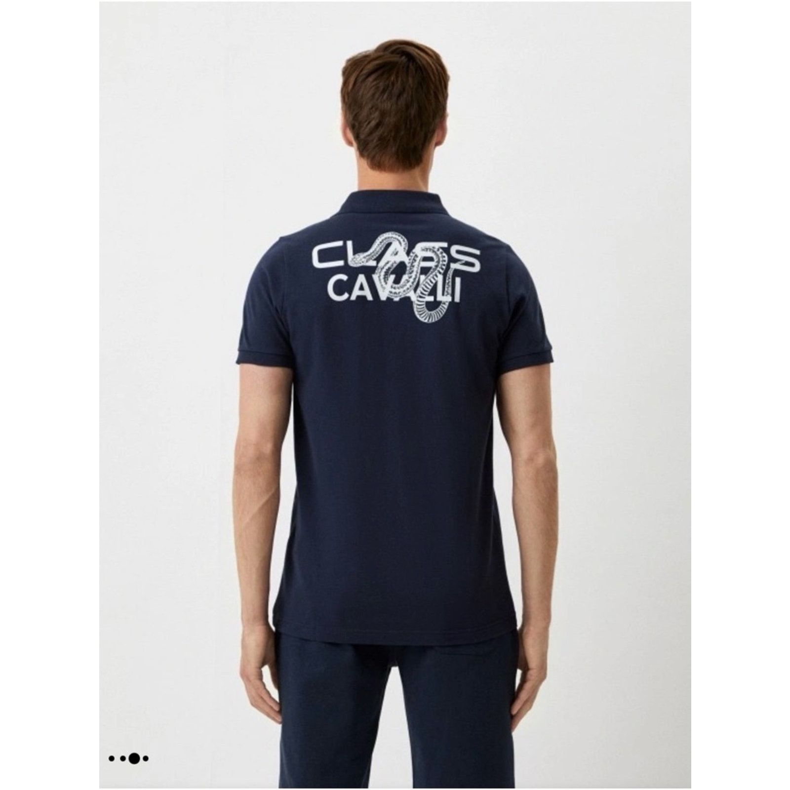 Cavalli Class Mens Cavalli Class Navy Polo with White Snake size M Size US M / EU 48-50 / 2 - 1 Thumbnail