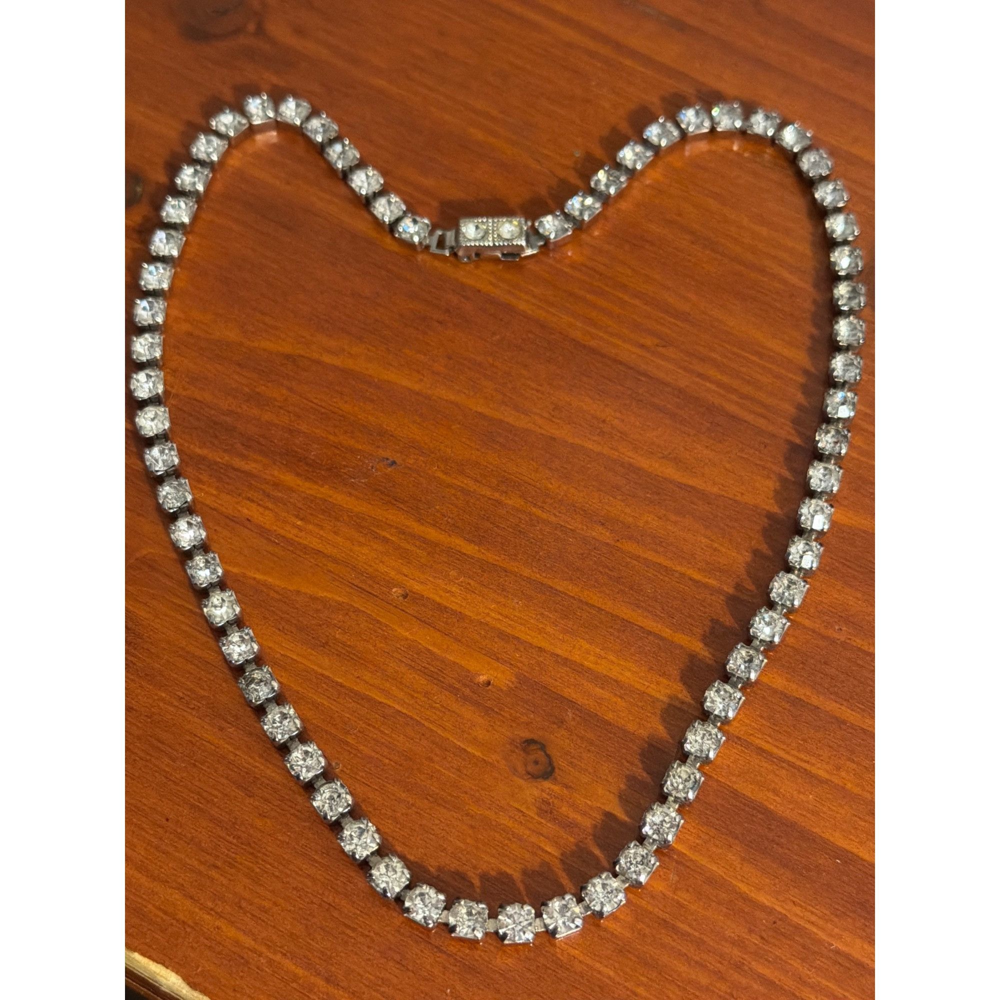Other Vintage Clear Crystal Rhinestone Choker Necklace Prong Set F Size ONE SIZE - 4 Thumbnail