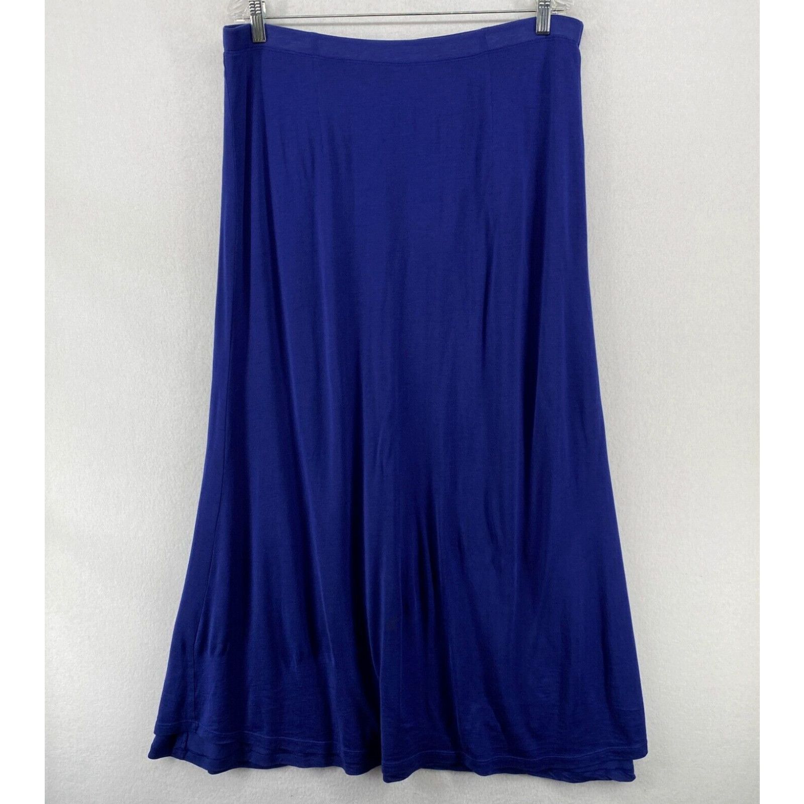 image of Eileen Fisher Skirt XL Silk Cotton Jersey Lined A-Line Maxi Pull On Blue in White, Women's (Size 40