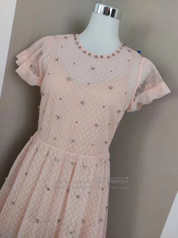 Valentino Valentino Pink studded beaded short-sleeved dress Size L / US 10 / IT 46 - 2 Thumbnail