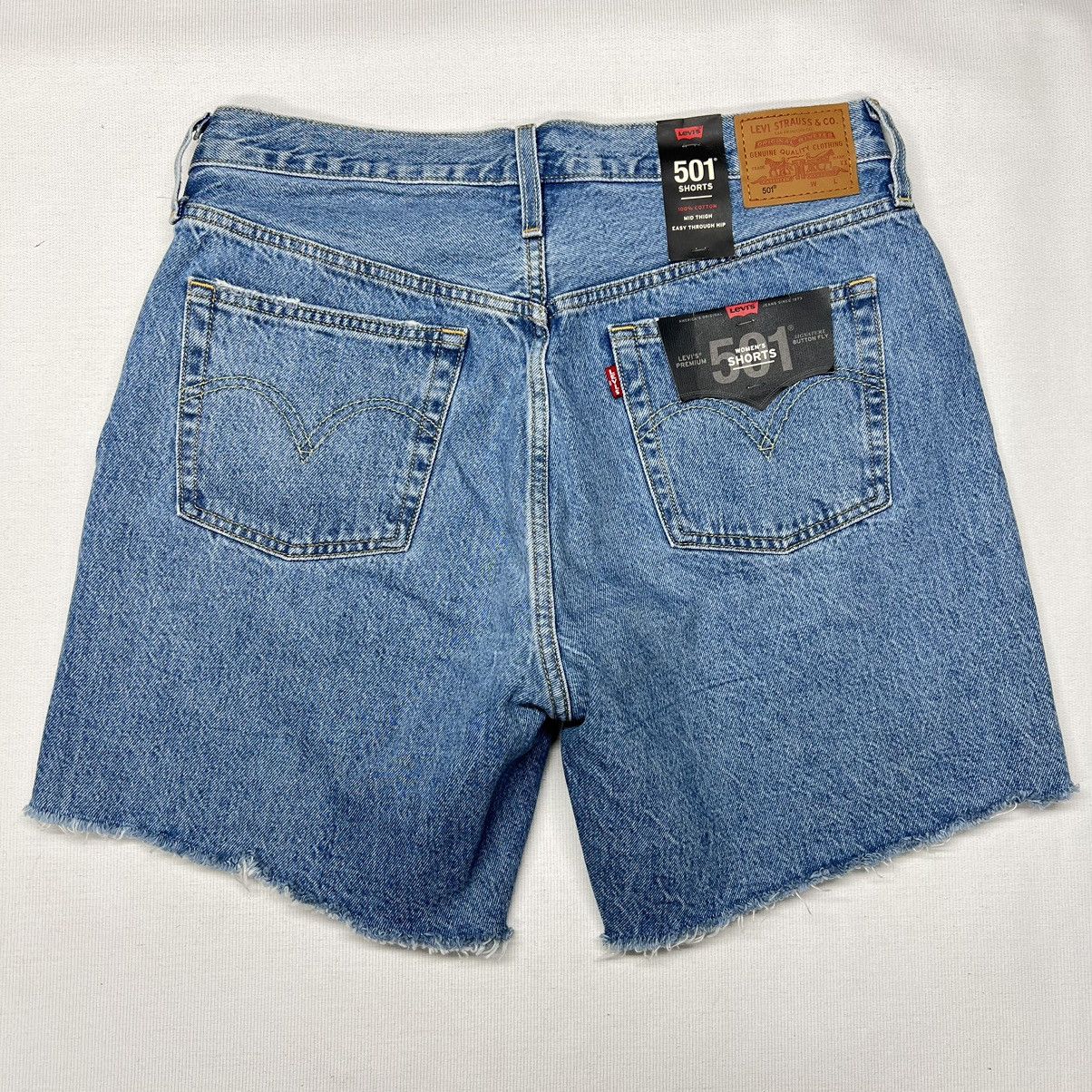 Levi's NEW Levis Premium Jean Shorts Blue 501 Mid Thigh Distressed Size 32" / US 10 / IT 46 - 2 Thumbnail