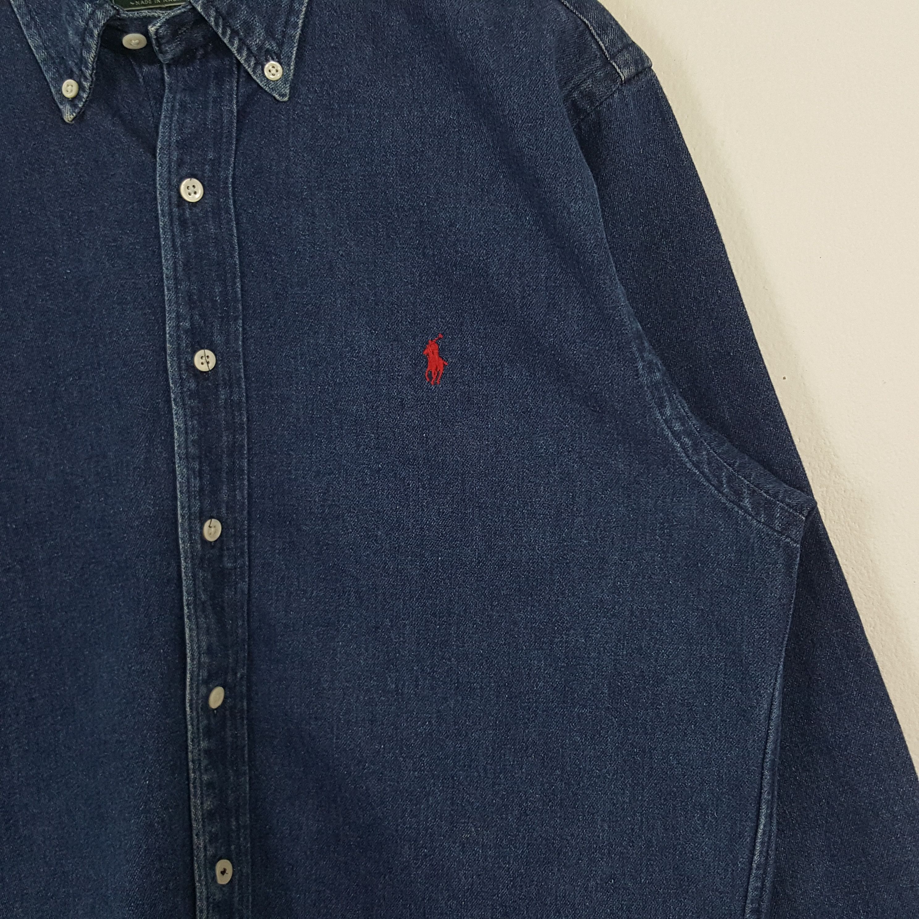 Ralph Lauren × Vintage Vintage Ralph Lauren American Brand Denim Shirt Button Up Size US XL / EU 56 / 4 - 2 Thumbnail