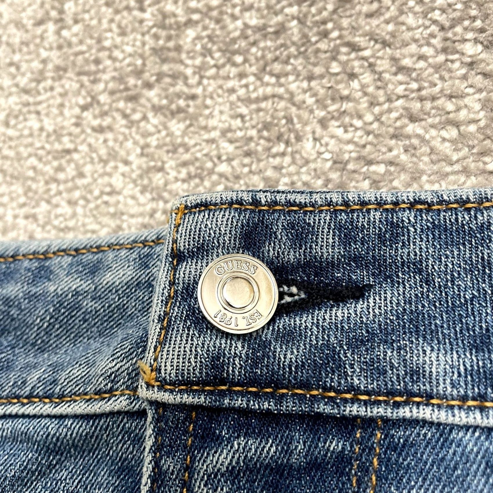 Guess GUESS Jeans Slim 5-Pocket Denim Tapered Distressed Blue Medium Wash Mens 38 Regular Size Size US 38 / EU 54 - 4 Thumbnail