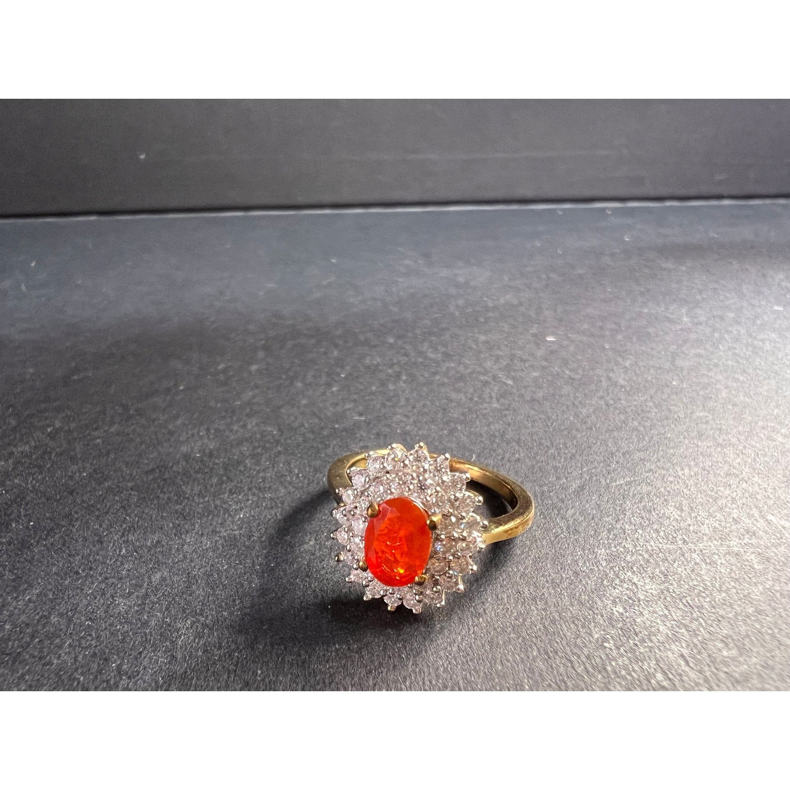 Other Mexican Cherry fire opal moissanite ring in vermeil size 5 Size ONE SIZE - 15 Thumbnail