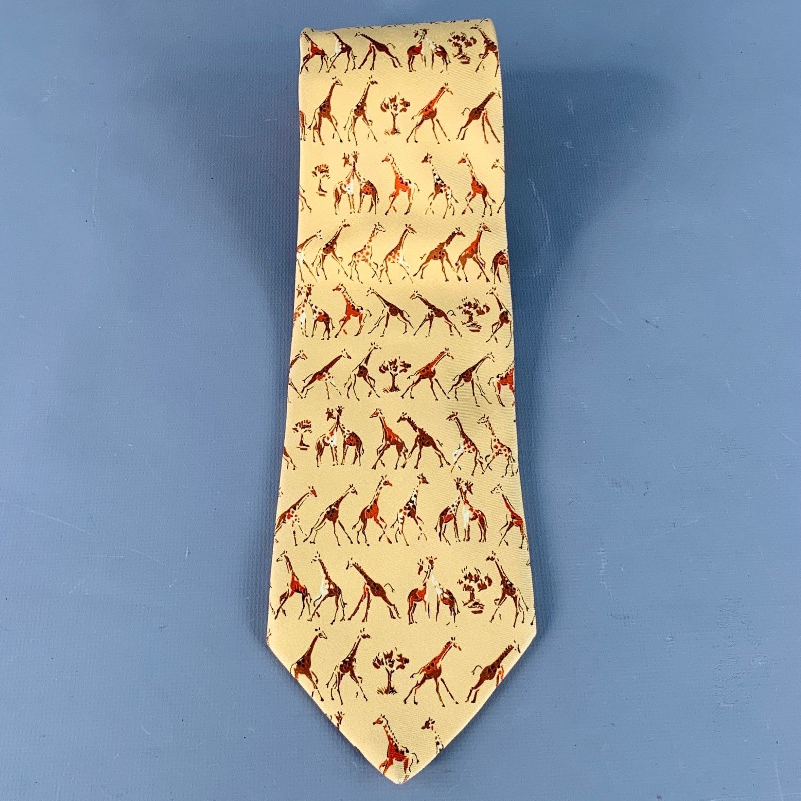 Ermenegildo Zegna ERMENEGILDO ZEGNA Yellow Red Orange Giraffe Silk Twill Tie Size ONE SIZE - 3 Thumbnail