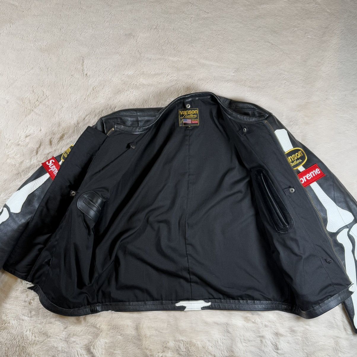 Supreme × Vanson Leathers Supreme Vanson Leather Bones Jacket Black Men’s M (FW17) Size US M / EU 48-50 / 2 - 3 Thumbnail