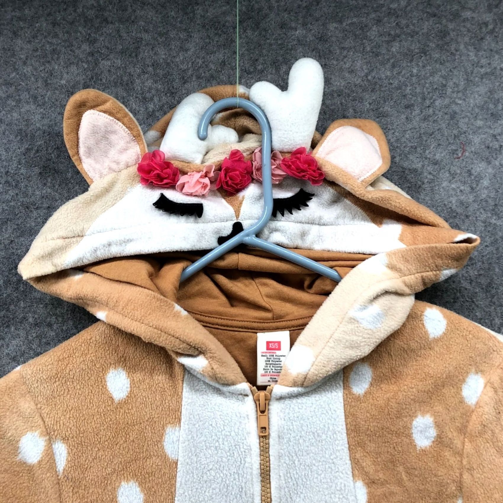 Vintage Womens S Deer Bambi Costume Fleece Jumpsuit Hooded Halloween Holiday, Brown, Fleece, Hooded, Size S, Halloween Theme, Unbranded, Regular Fit, Women’s Size 28" / US 6 / IT 42 - 3 Thumbnail