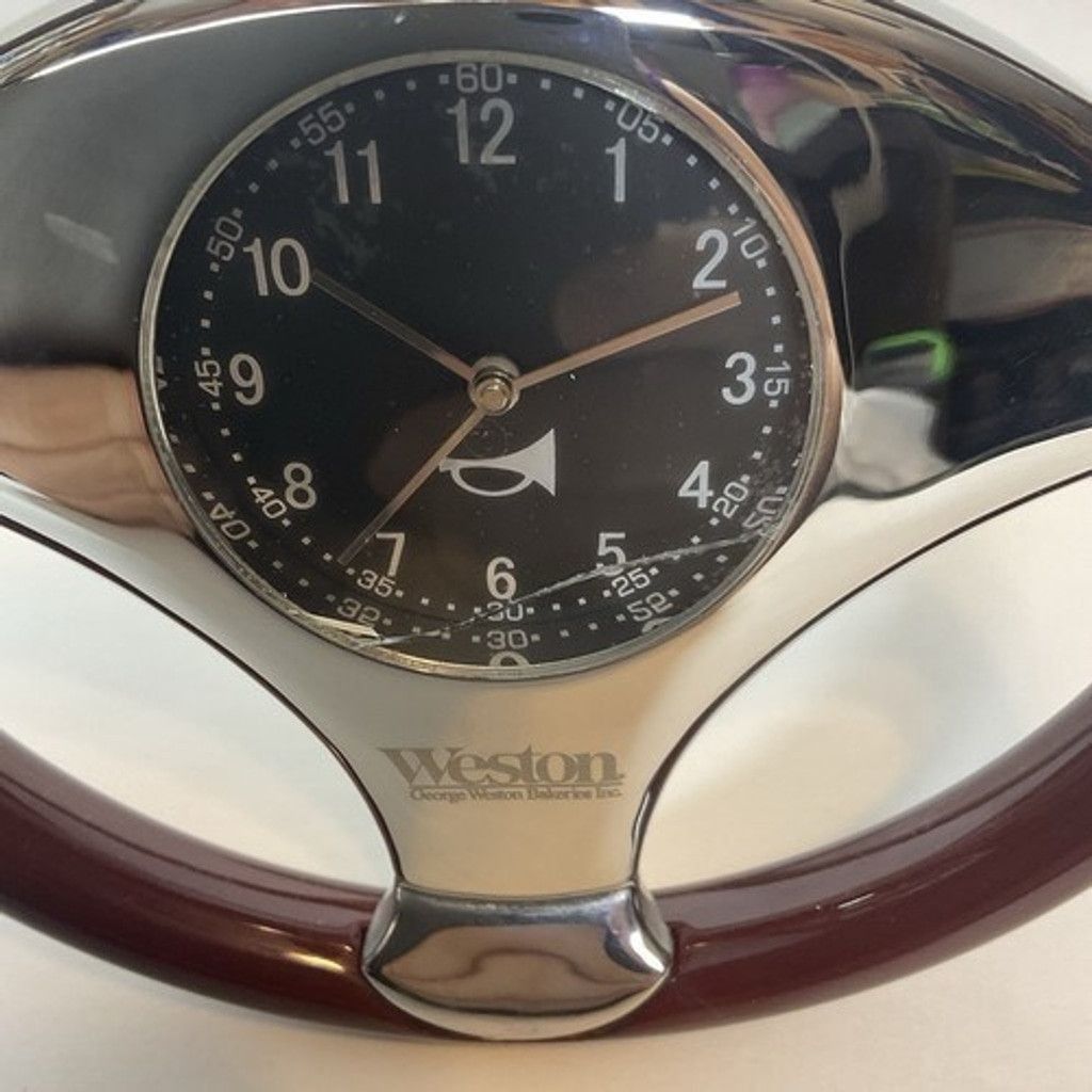 J.M. Weston Vintage Weston Chrome and Steering Wheel Desk Clock 6" FLAW Size ONE SIZE - 6 Thumbnail
