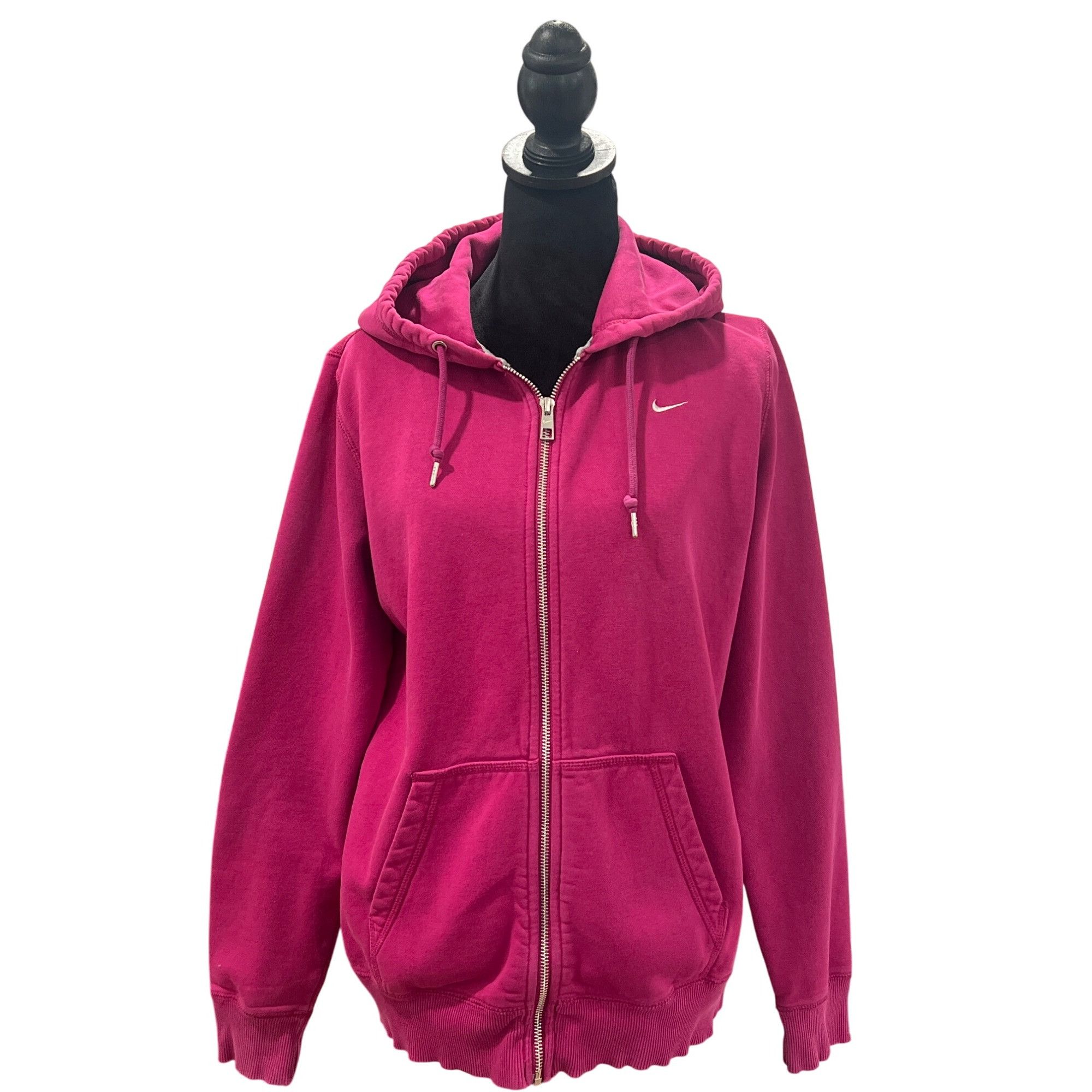 Nike Nike Womens Pink Full-Zip Hoodie Sweatshirt L Cotton Blend C Size L / US 10 / IT 46 - 1 Thumbnail