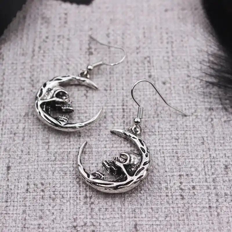 Jewelry × Vintage Moon Skull Dangle Earrings Size ONE SIZE - 3 Thumbnail