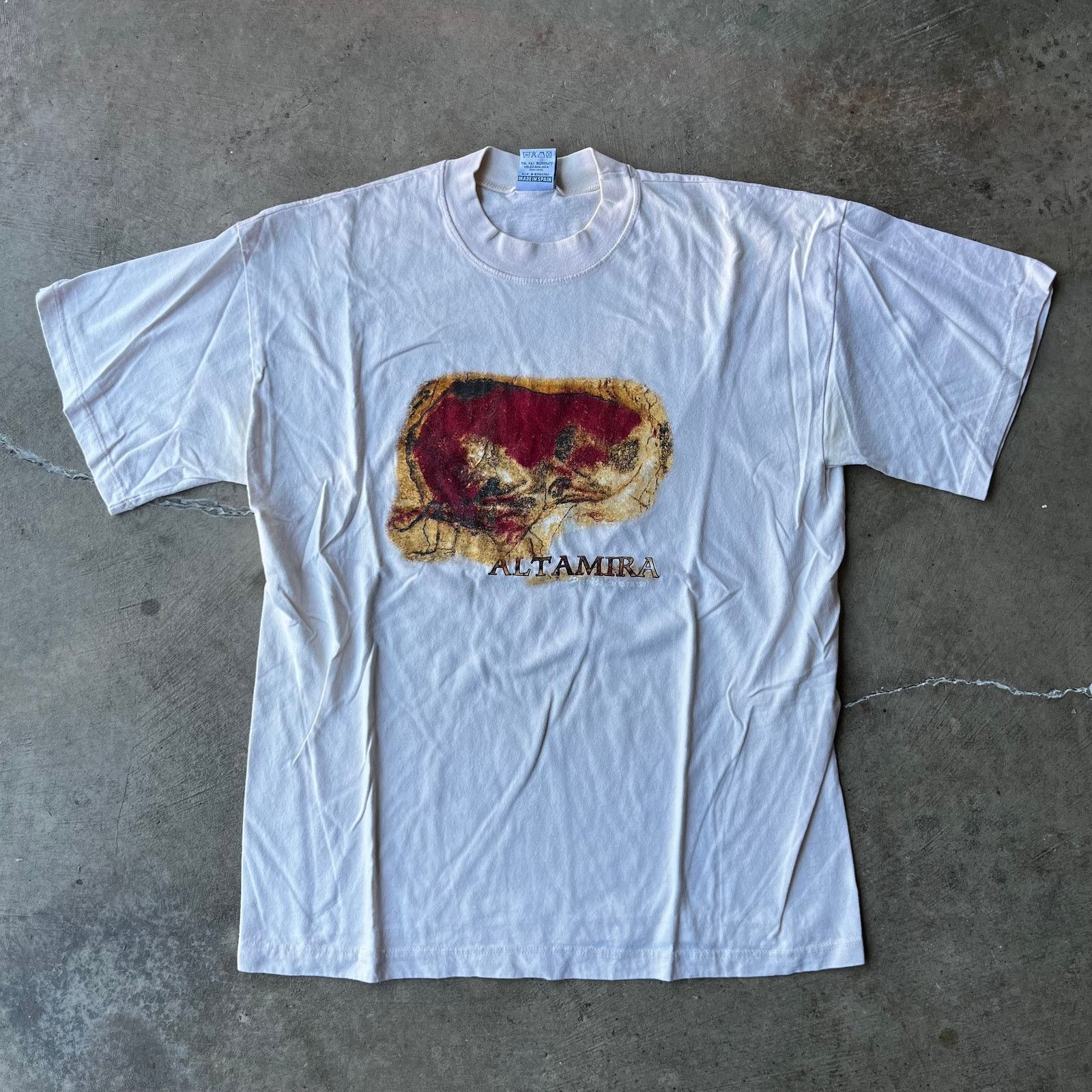 Vintage VINTAGE CAVE OF ALTAMIRA ART TEE SHIRT WHITE GRAPHIC XL 90S Size US XL / EU 56 / 4 - 6 Thumbnail