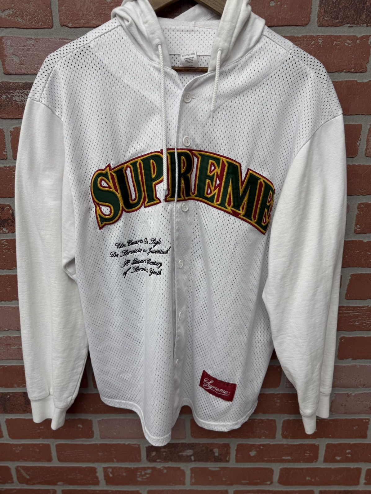 Supreme Supreme White Mesh Jersey Hoodie Size Medium 🧼 Size US M / EU 48-50 / 2 - 2 Thumbnail