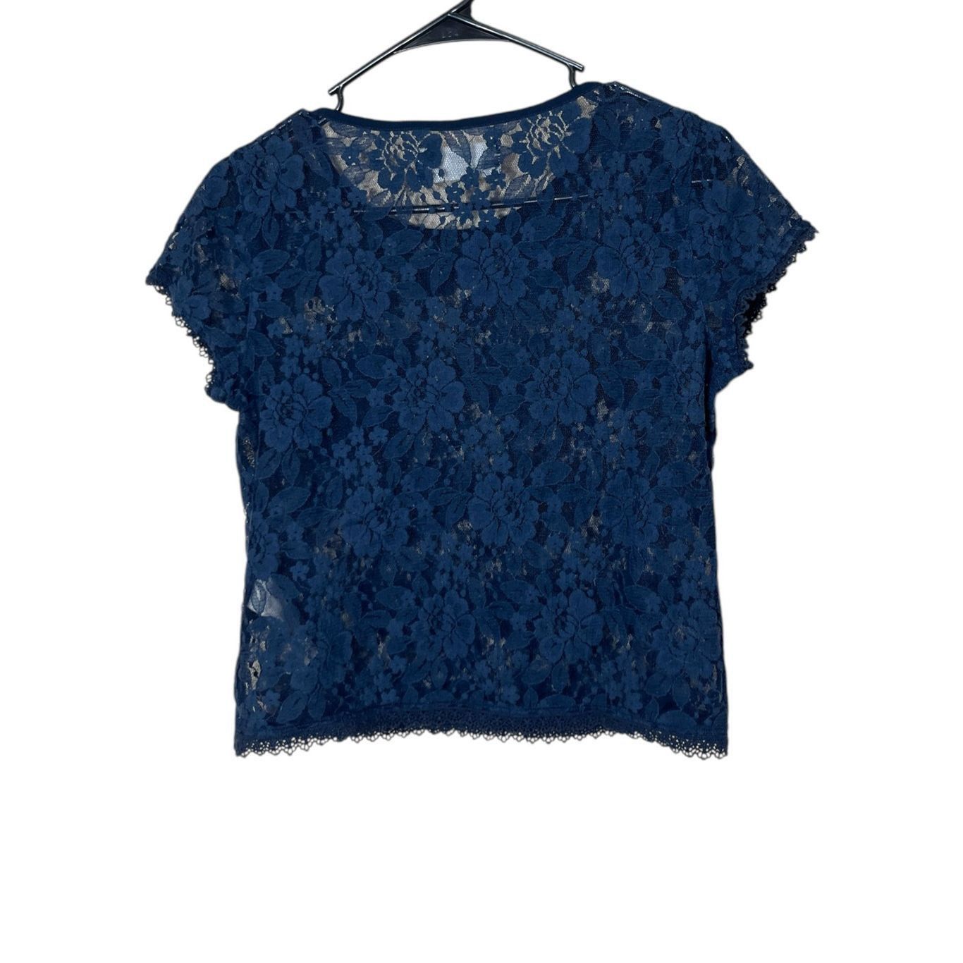 Abercrombie & Fitch Abercrombie & Fitch Womens Floral Lace Blouse Top Cap Sleeve Blue Size S Size S / US 4 / IT 40 - 7 Thumbnail