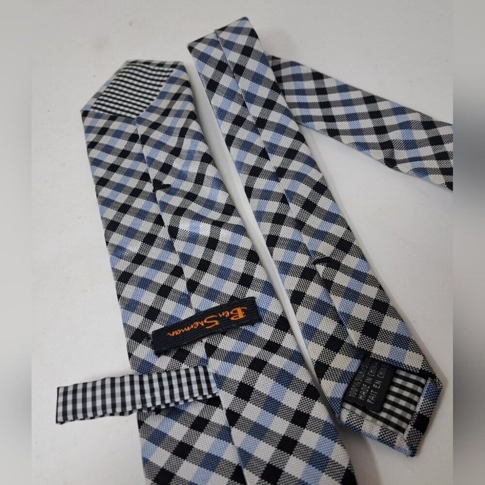 Ben Sherman Ben Sherman Men's Slim Tie Neck Tie 100% Silk Black Blue Wh Size ONE SIZE - 7 Thumbnail