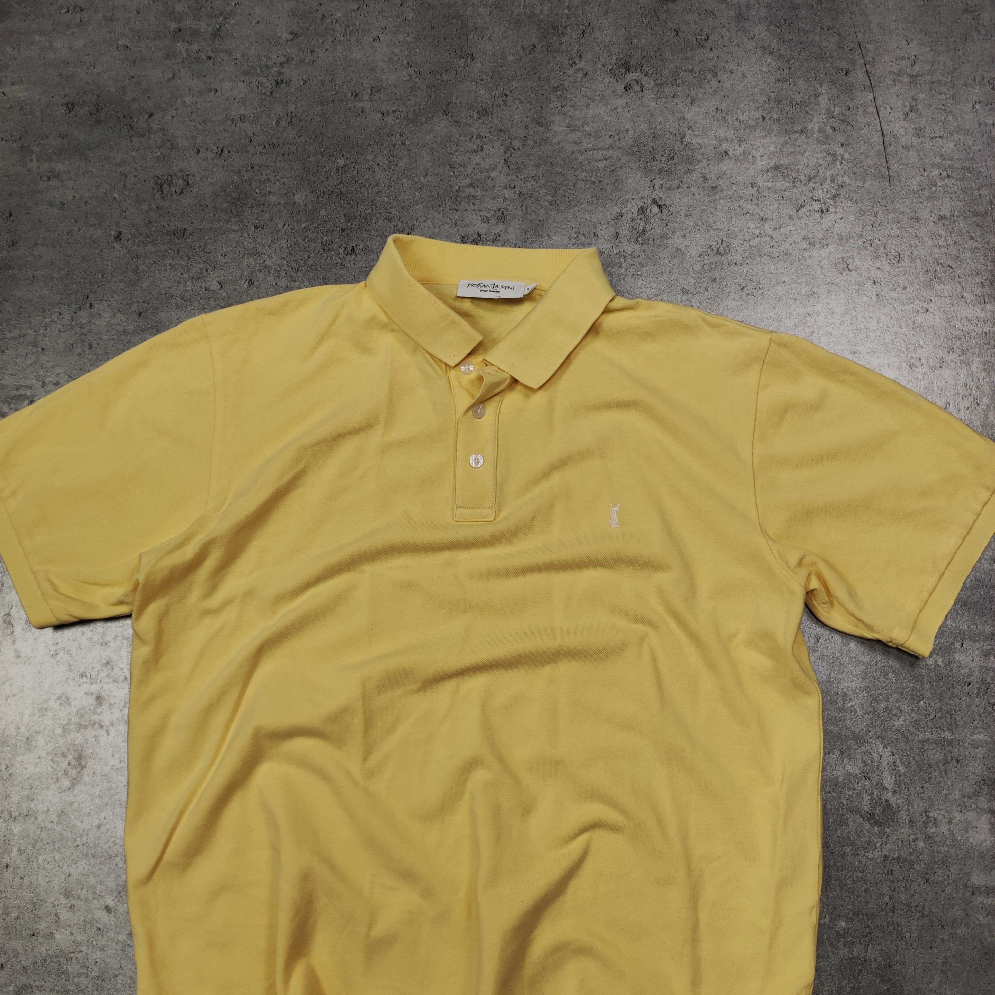 Yves Saint Laurent RARE Luxury Vintage YSL Yves Saint Laurent Yellow Polo Shirt Size US XL / EU 56 / 4 - 4 Thumbnail