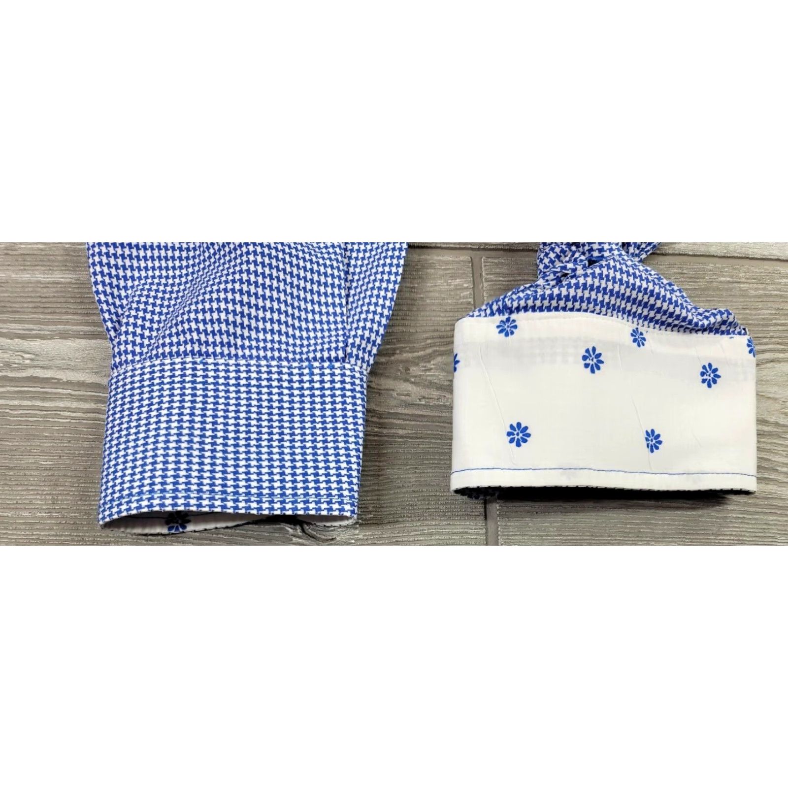 George Georg Roth Los Angeles Long Sleeve Button Up Shirt Houndstooth Mens L Blue White Multicolor Button-Up Shirt L Mens Size US L / EU 52-54 / 3 - 7 Thumbnail