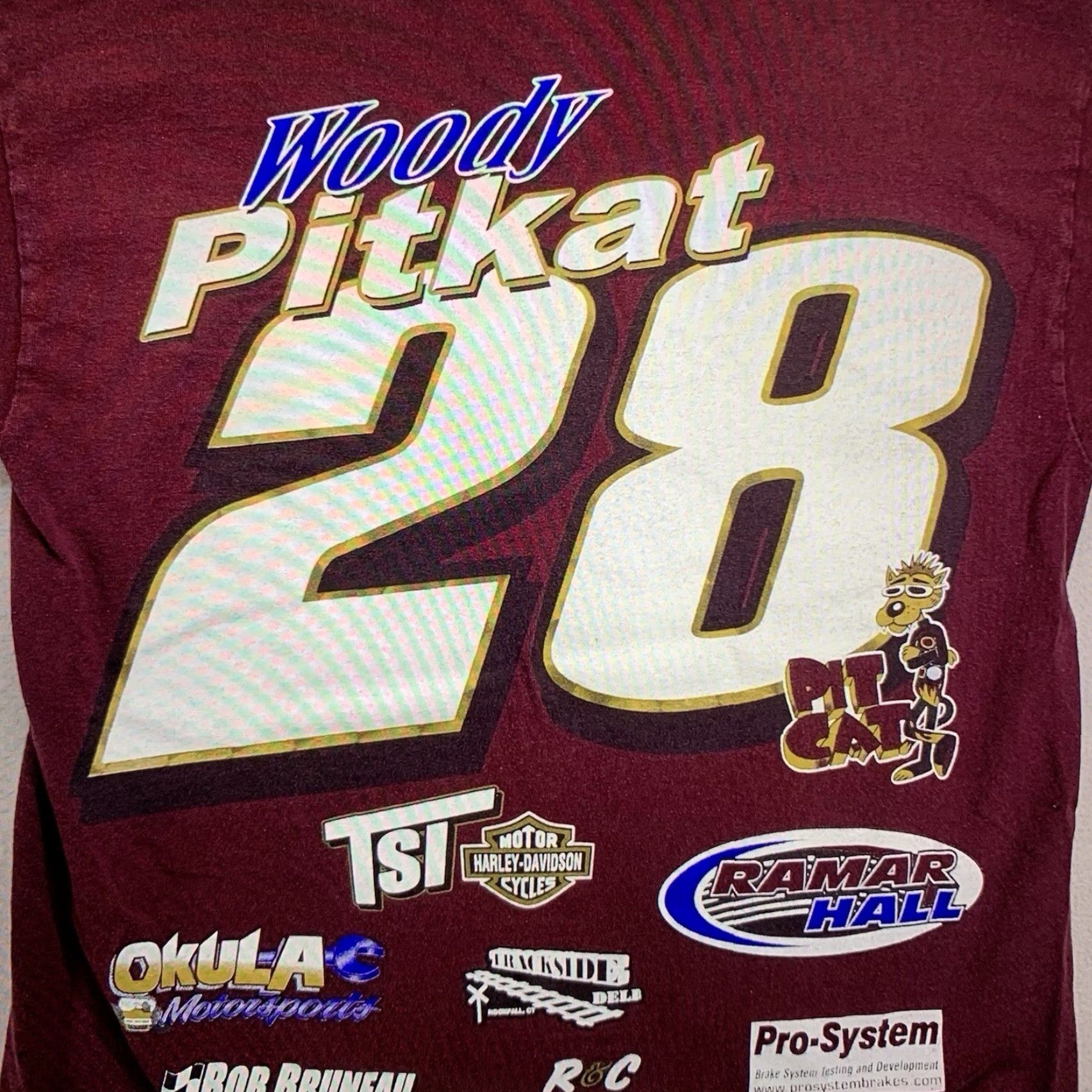 Gildan VINTAGE Gildan Stock Car T-Shirt Mens Medium Red Graphic Print Woody Pitkat #28 2000s Racing Size US M / EU 48-50 / 2 - 4 Thumbnail