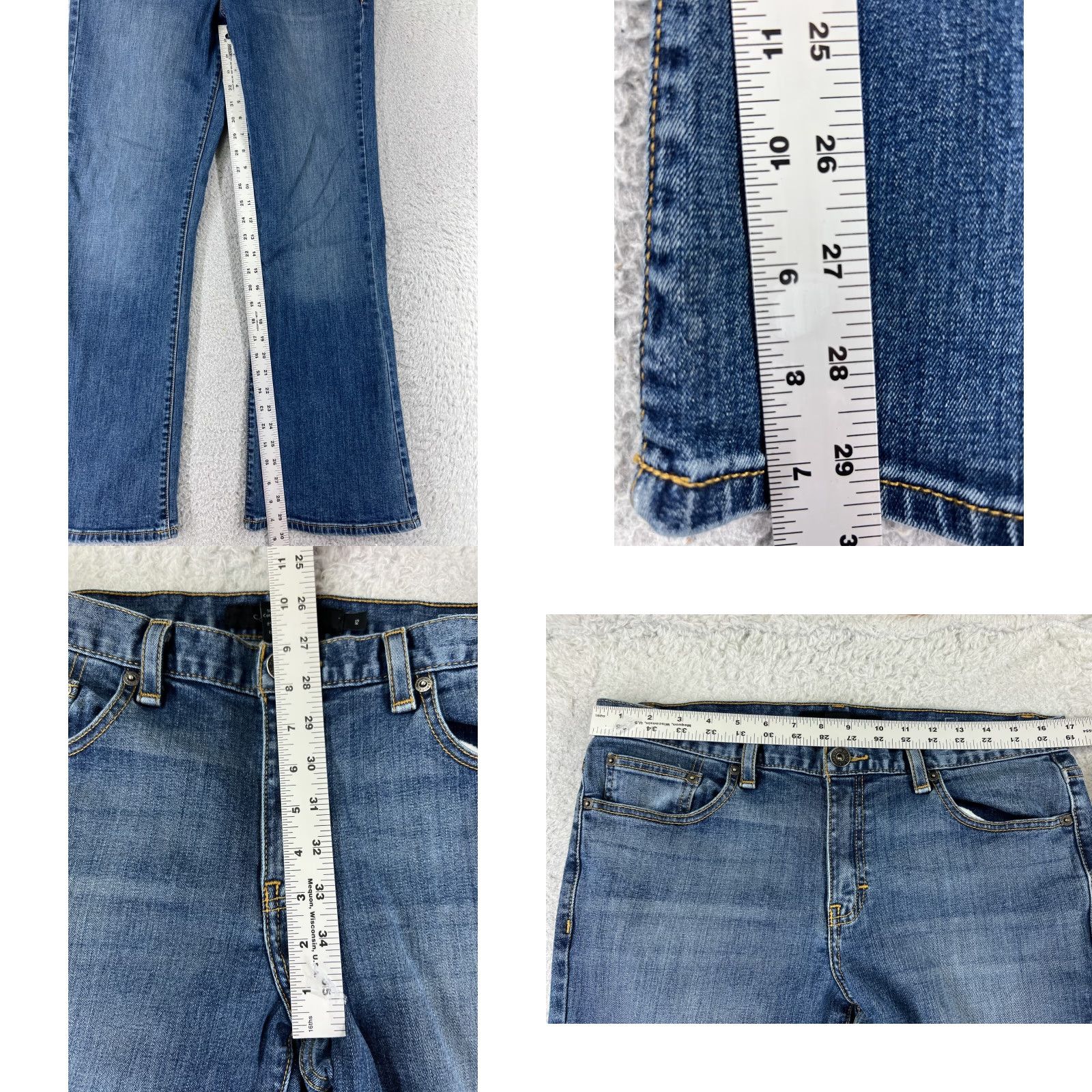 Calvin Klein Calvin Klein Jeans Women 12 Blue Denim Flared 32x29.5 Cotton Blend 5-Pocket Zipper Distressed Medium Wash Adult Regular Womens Size 34" / US 12 / IT 48 - 8 Thumbnail