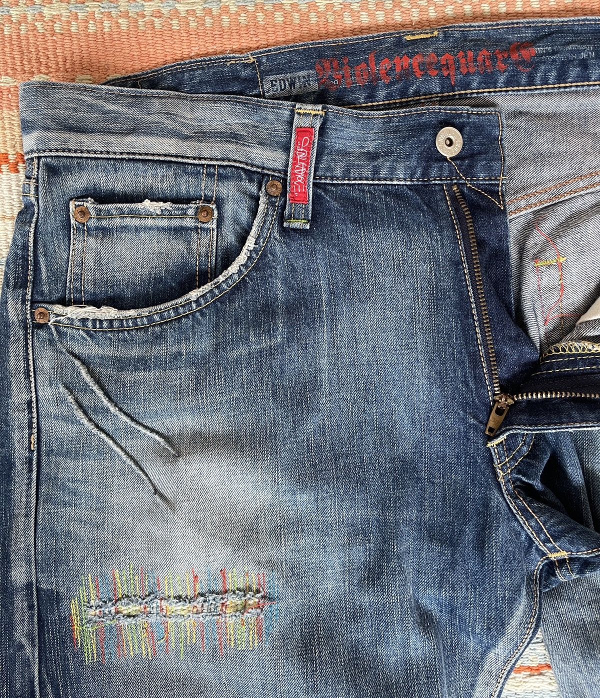 Edwin Vintage 90s🔥EDWIN✖️MURDER Squared🔥EMBROIDERY Distressed Denim Size US 38 / EU 54 - 11 Thumbnail