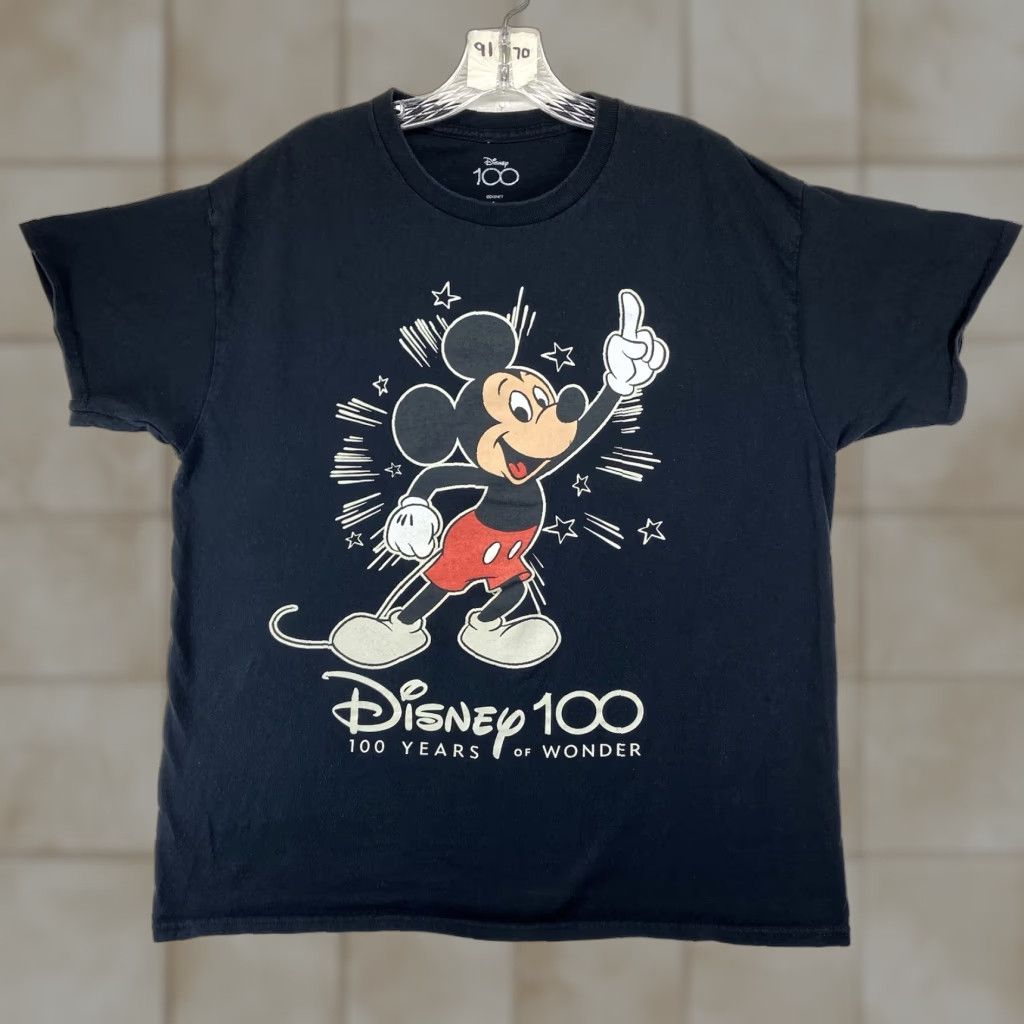 Disney Disney Mickey Mouse T-Shirt Men's Large Black Cotton Short Sleeve Crew Neck 100 Years of Wonder Graphic Mens Size US L / EU 52-54 / 3 - 1 Thumbnail