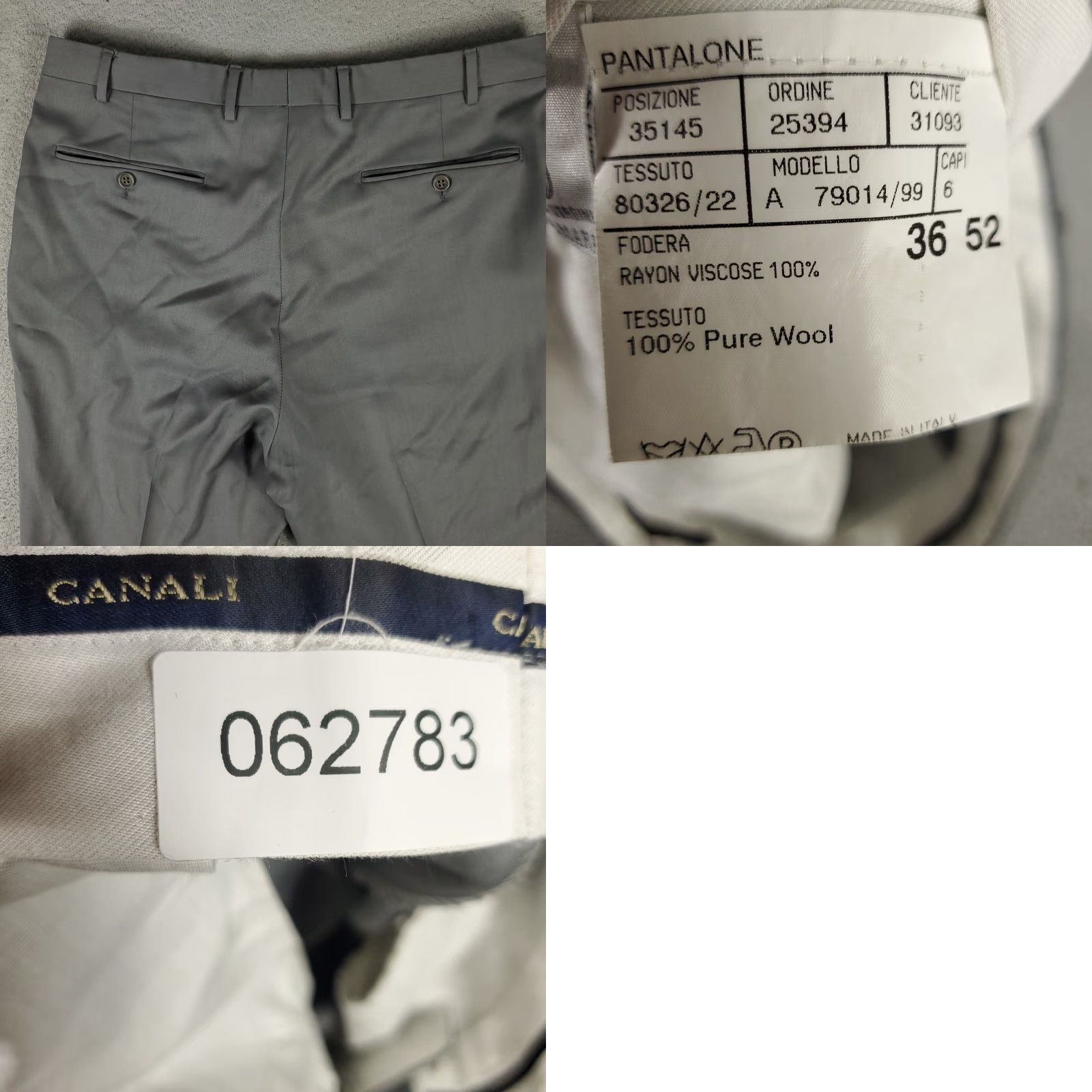 Canali Canali Gray Wool Dress Pants 34x28 Flat Front Men's Trousers Regular Fit Size US 34 / EU 50 - 8 Thumbnail