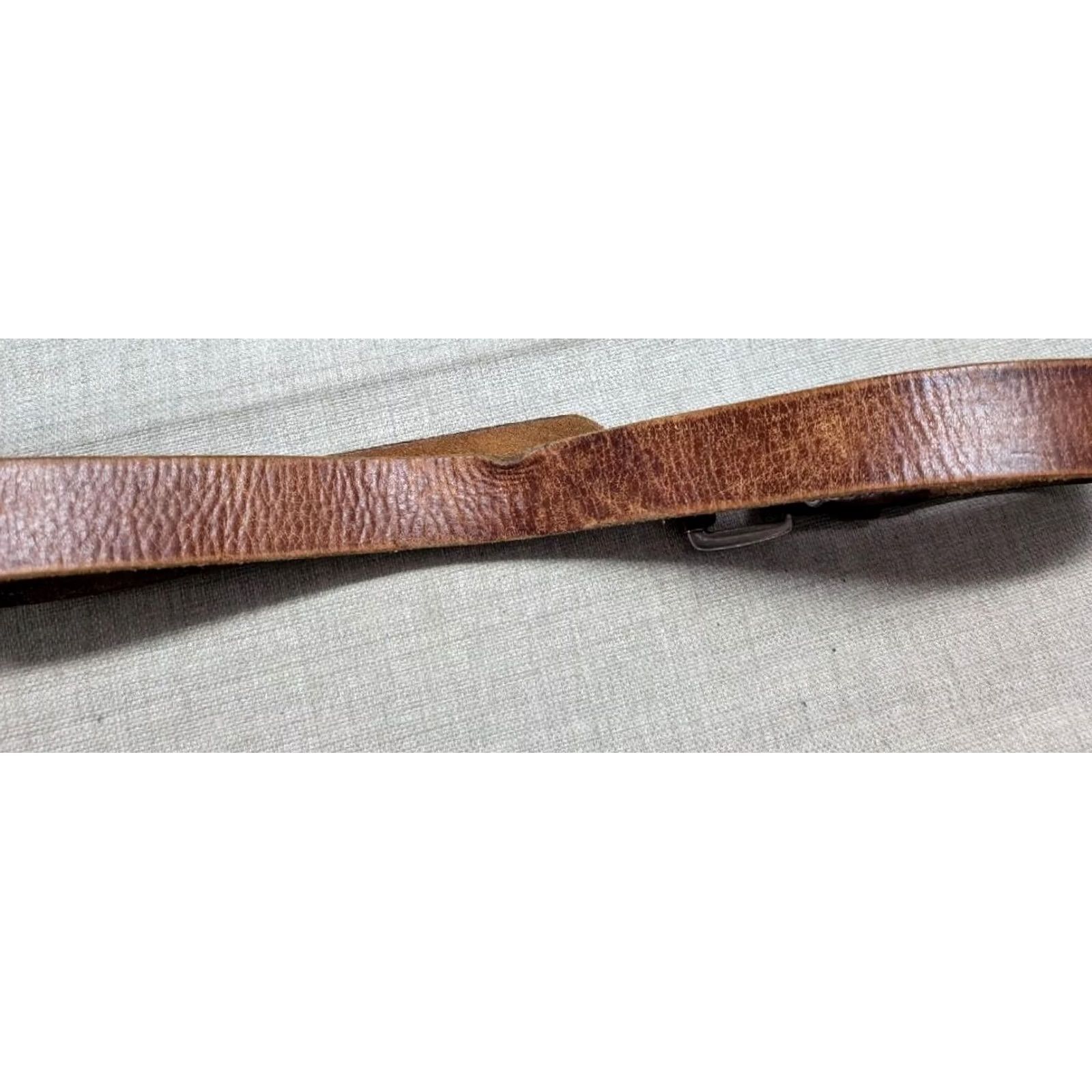 Vintage Y2K vintage AMERICAN EAGLE belt Leather Cowhide Full Grain Patina brown 34 waist 34 Mens Belt Size 34 - 3 Thumbnail