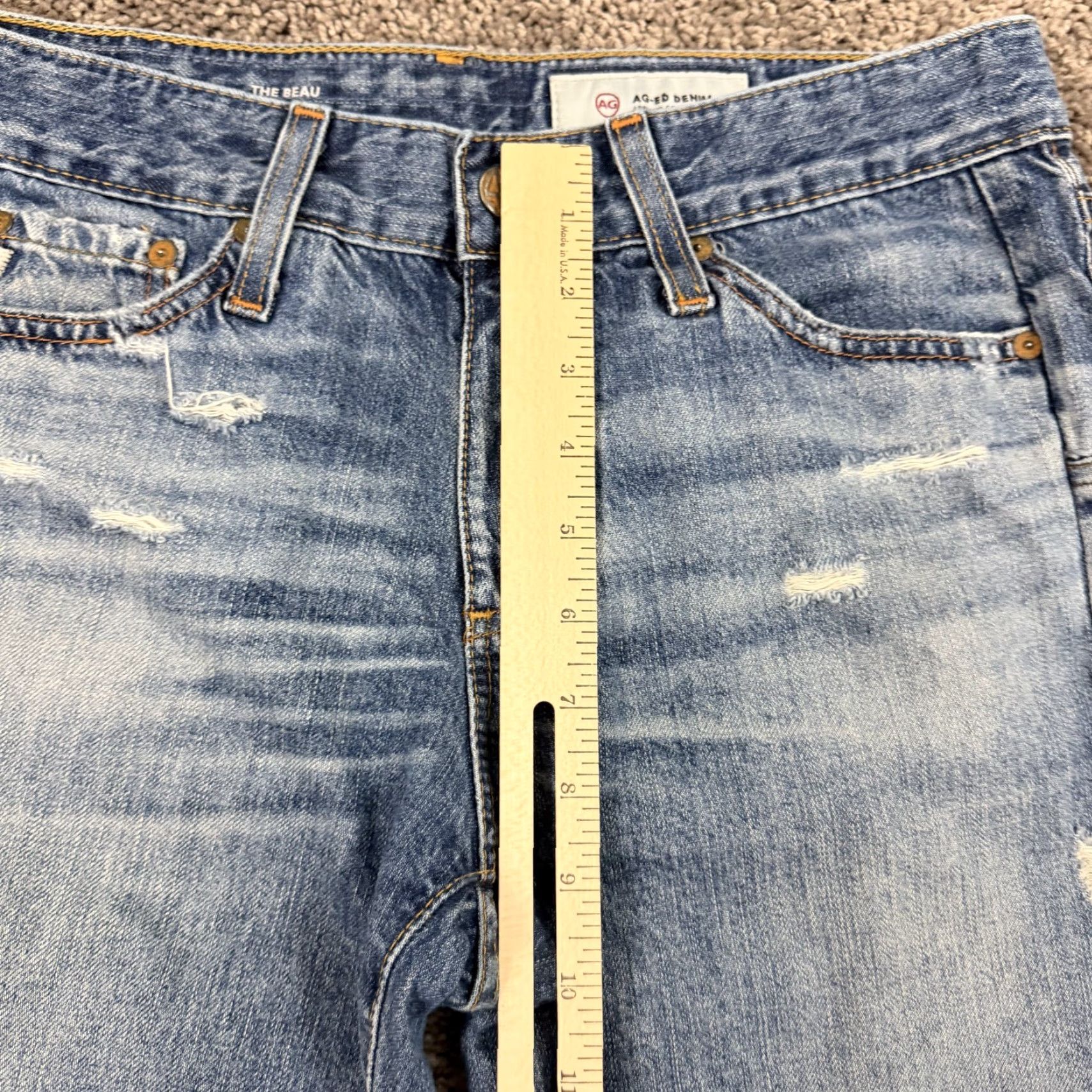 Denime AG Adriano Goldschmied Jeans Women Skinny Beau 26 Distressed Denim Blue 29x28 Regular Rise Mid Slouchy Inseam 28 Jeans Size 26" / US 2 / IT 38 - 4 Thumbnail