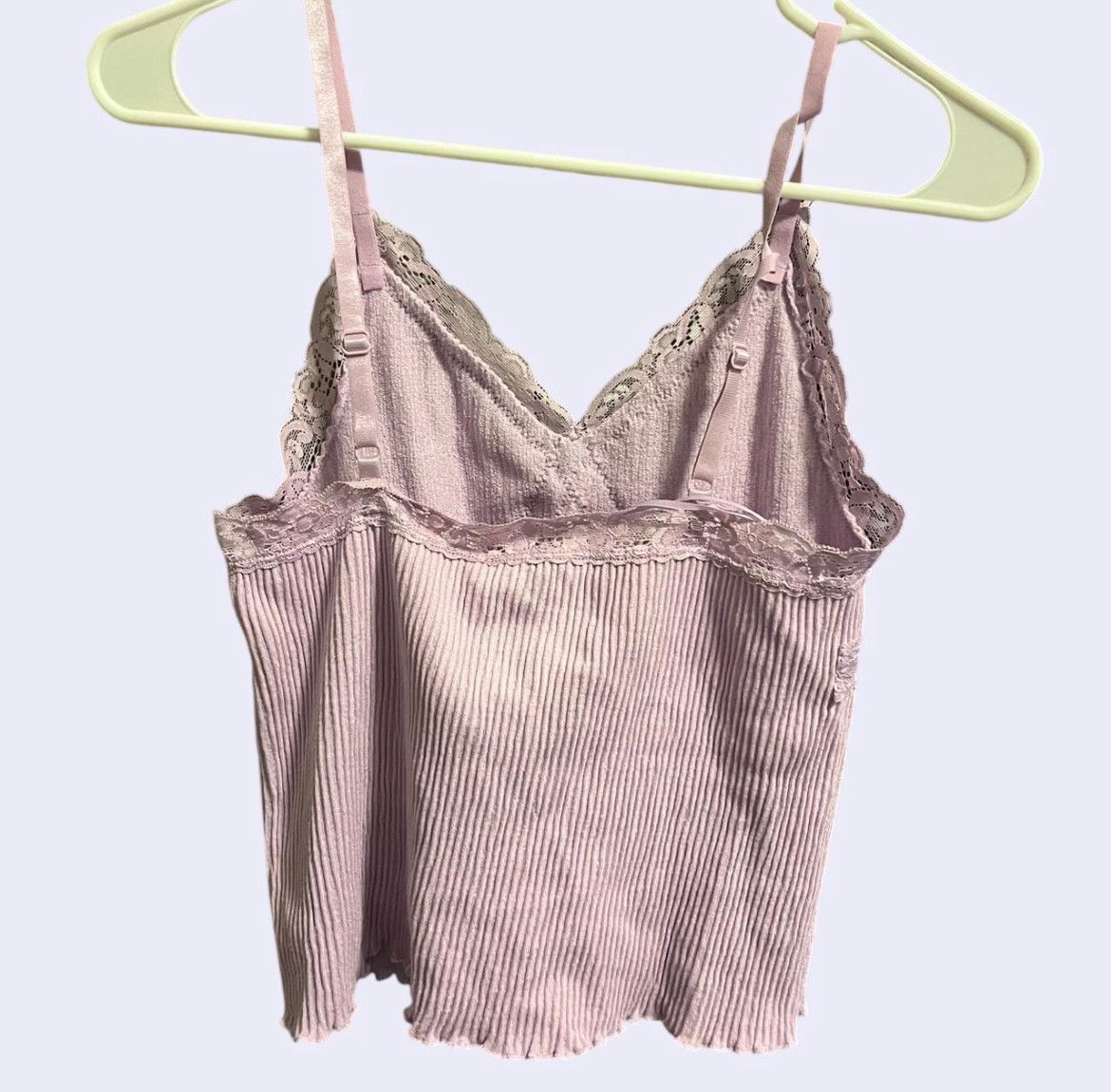 Pink × Vintage Coquette Vintage Pink Lace Trim Tank Top Size L / US 10 / IT 46 - 2 Thumbnail