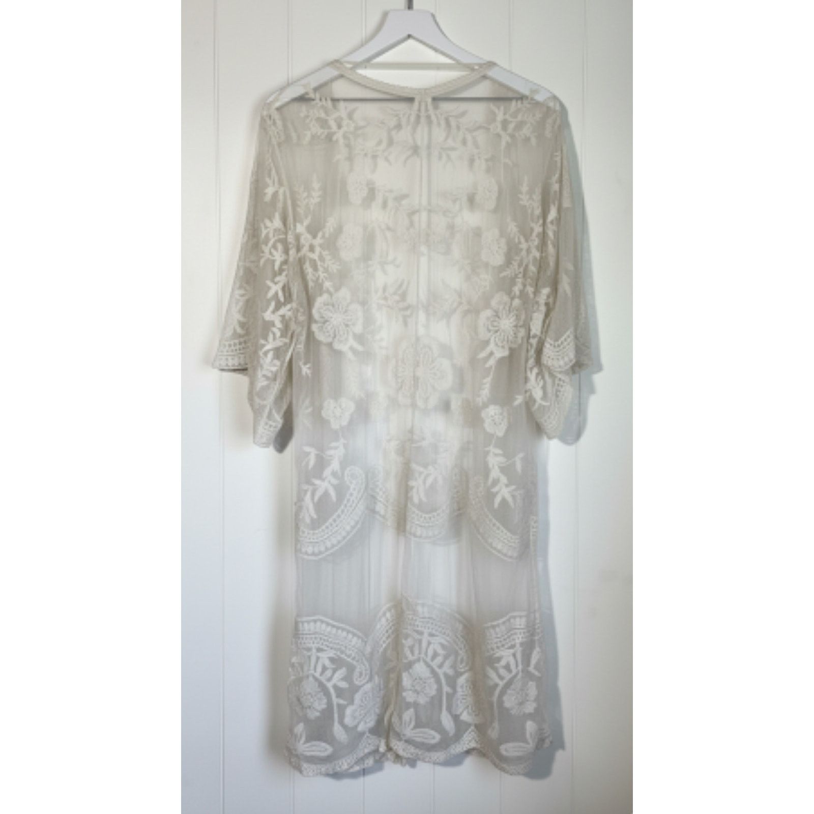 Other Kimono Cover-Up · Floral Cream Sheer Lace Small/Medium Size M / US 6-8 / IT 42-44 - 2 Thumbnail