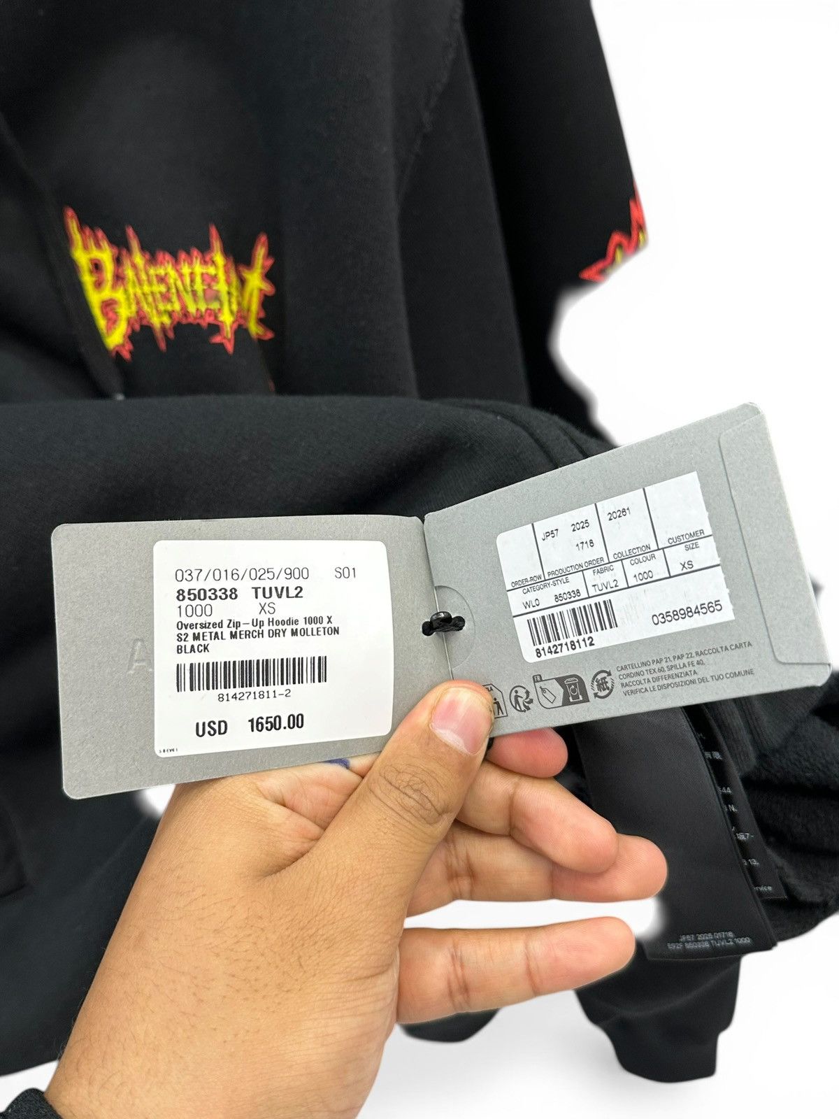 Balenciaga BALENCIAGA SACRÉ CŒUR OVERSIZED ZIP-UP HOODIE IN BLACK Size US XS / EU 42 / 0 - 9 Thumbnail