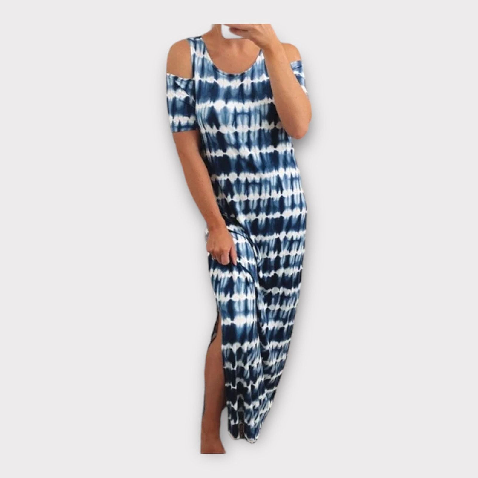 Nordstrom Design History | Cold Shoulder Lotus Pink Tie-Dye Maxi Dress Size L / US 10 / IT 46 - 1 Thumbnail