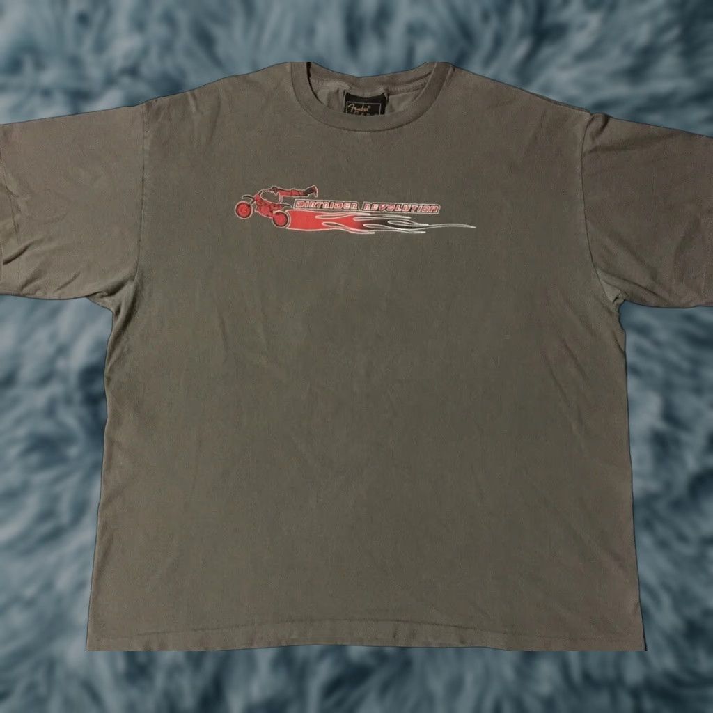 VINTAGE Dirtrider Revolution Motocross Flames Faded Shirt XL Gray 90s Skater Grunge USA MX Racing Dirt Bike Skate Single Stitch Mens T-Shirt