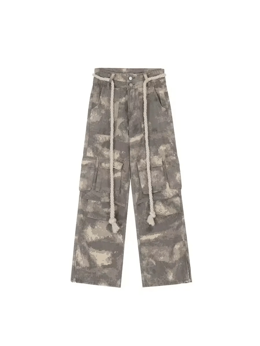 Japanese Brand × Vintage Vintage Drawstring Camouflage Y2K Workwear Wide Leg Pants Size US 33 - 5 Thumbnail