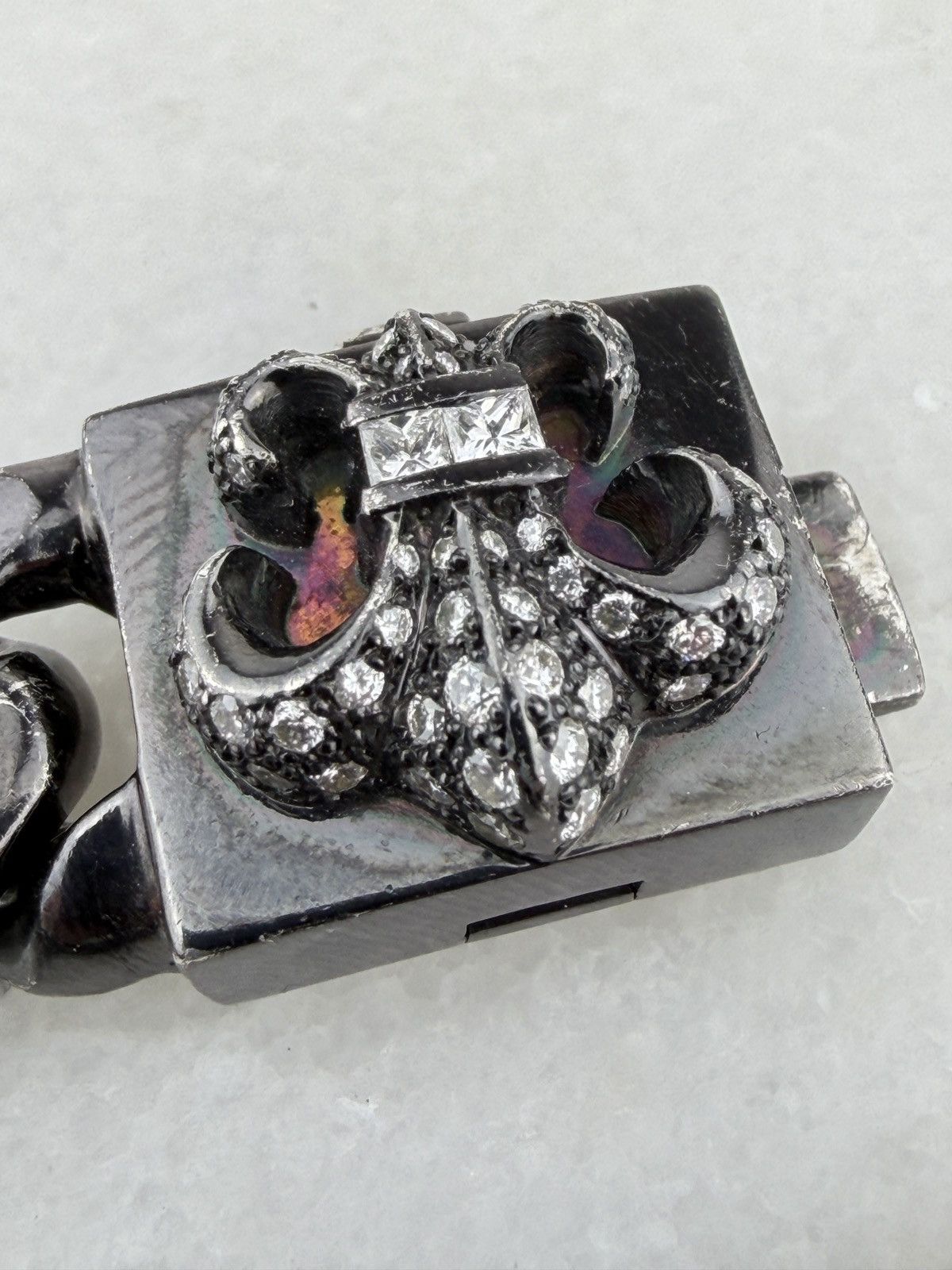 Chrome Hearts RARE CHROME HEARTS BLACK RHODIUM FLEUR BOX ID PAVED DIAMOND Size ONE SIZE - 6 Thumbnail