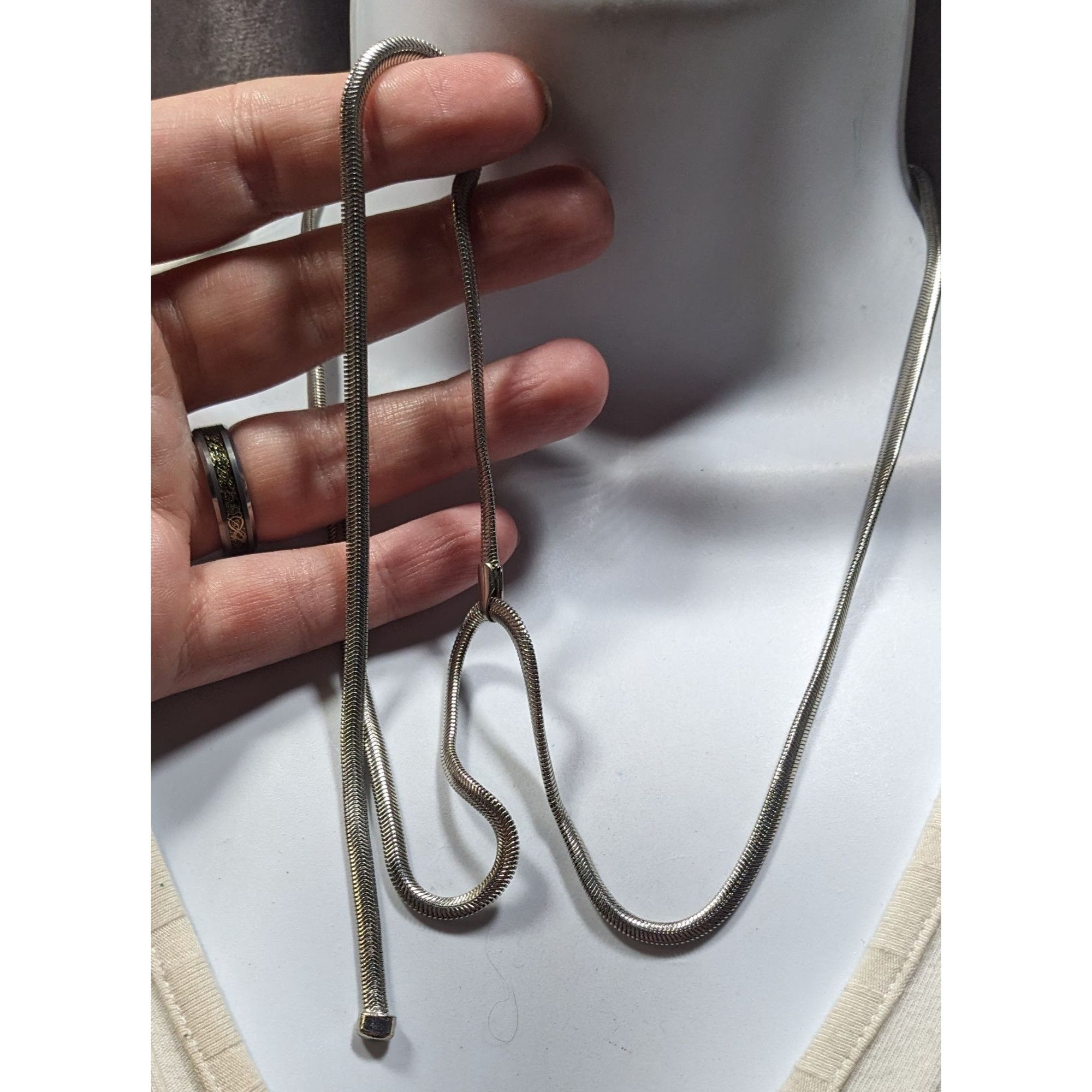 Other Elegant Glam Silver Tone Snake Chain Y Drop Necklace Size ONE SIZE - 3 Thumbnail