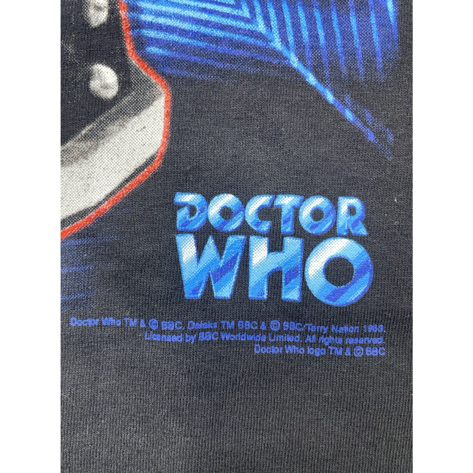 Vintage VINTAGE Doctor Who Davros & The Daleks Shirt L Black T-Shirt Short Sleeve Crew Neck Logo Graphic Print 90s Movie Promo Aliens Mens Size US L / EU 52-54 / 3 - 3 Thumbnail