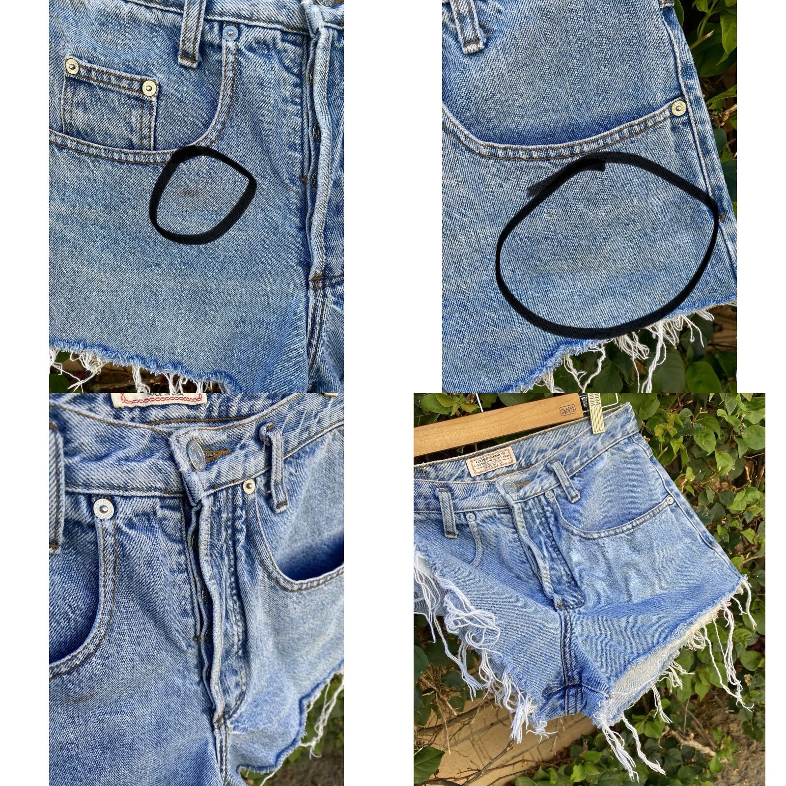 Guess VINTAGE GUESS Denim Shorts Button Fly Cut-Off 31 in Waist Blue Women's 80s 90s Casual Pockets Frayed Hem Rise High Womens Size 24" / US 00 / IT 34 - 9 Thumbnail