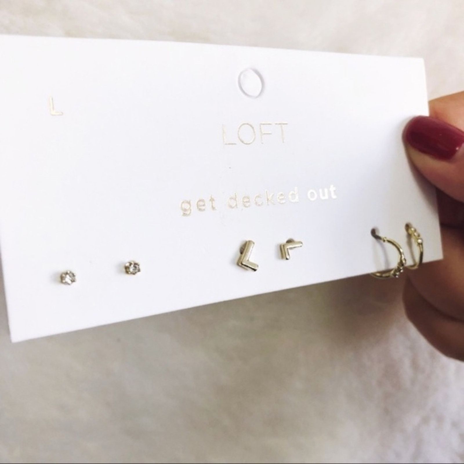 Loft LOFT Gold Pave "L" Initial Stud Earring Set Size ONE SIZE - 8 Thumbnail