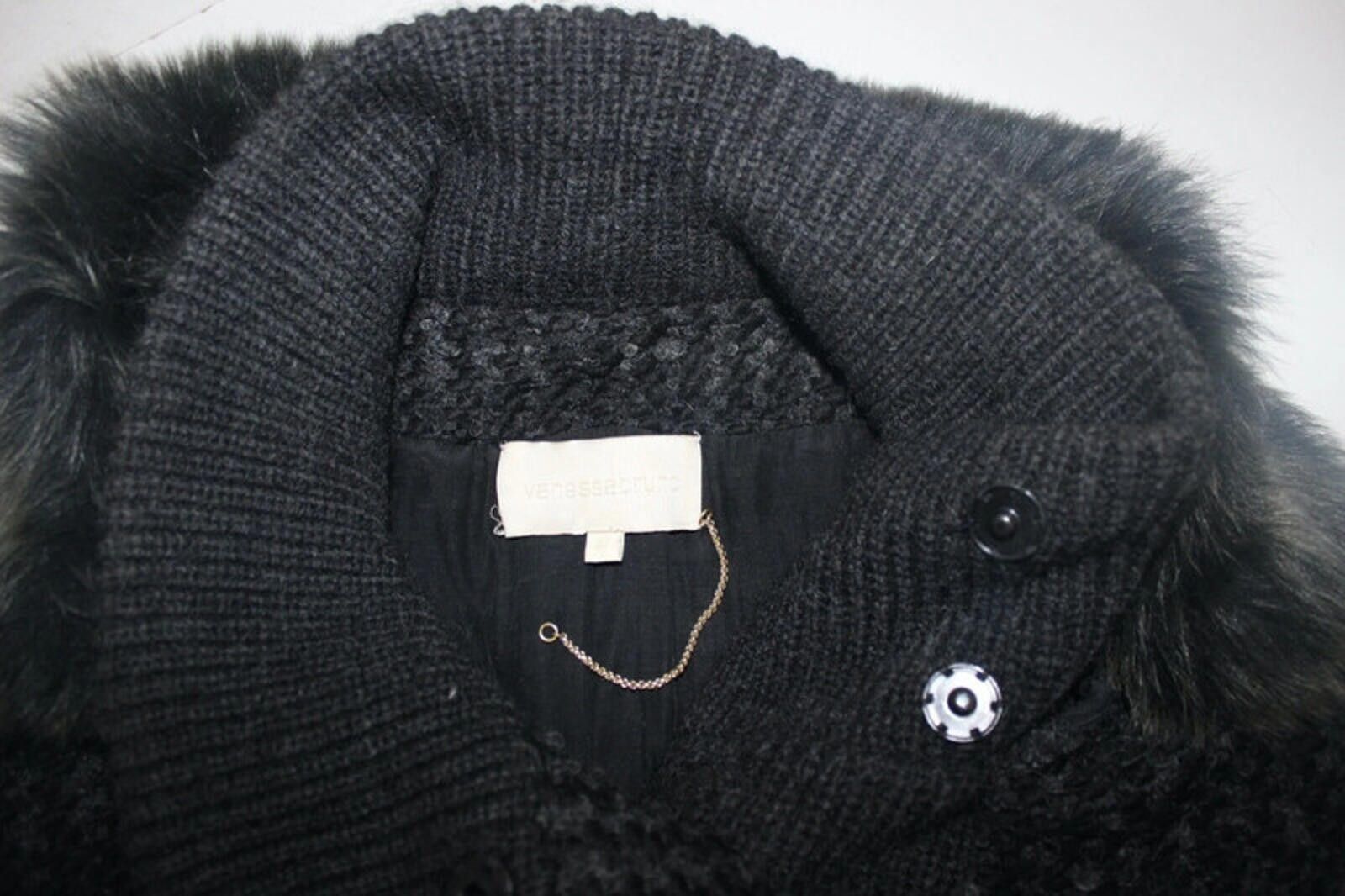 Other Vanessa Bruno Wool Knitted Coat fur collar F42 size 12- 14 Size M / US 6-8 / IT 42-44 - 4 Thumbnail