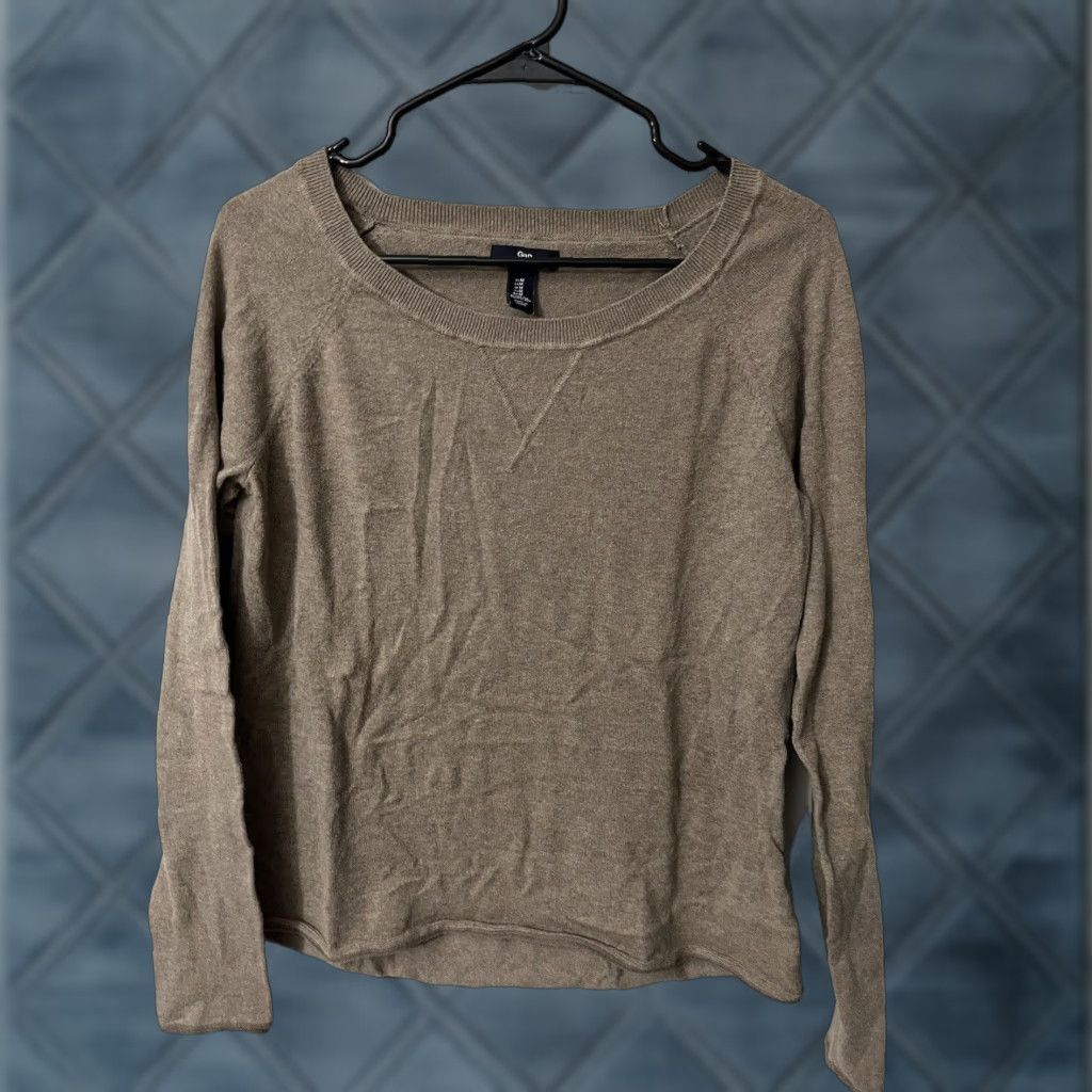 Gap GAP Sweater Knit Crew Neck Brown Solid Women M Cotton Regular Pullover All Seasons Logo Modern Style 669964-04 Size M / US 6-8 / IT 42-44 - 1 Thumbnail