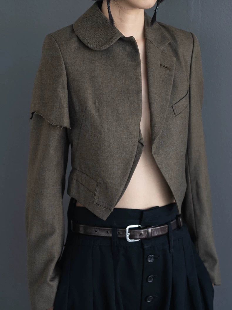 Comme des Garcons Comme Des Garcons Ash Green Deconstructed Tuxedo Jacket Size S / US 4 / IT 40 - 1 Thumbnail