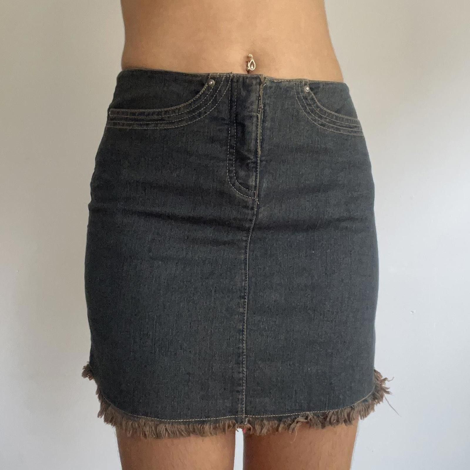 Other Mini denim skirt with fringe hem #miniskirt Size 27" / US 4 / IT 40 - 1 Thumbnail